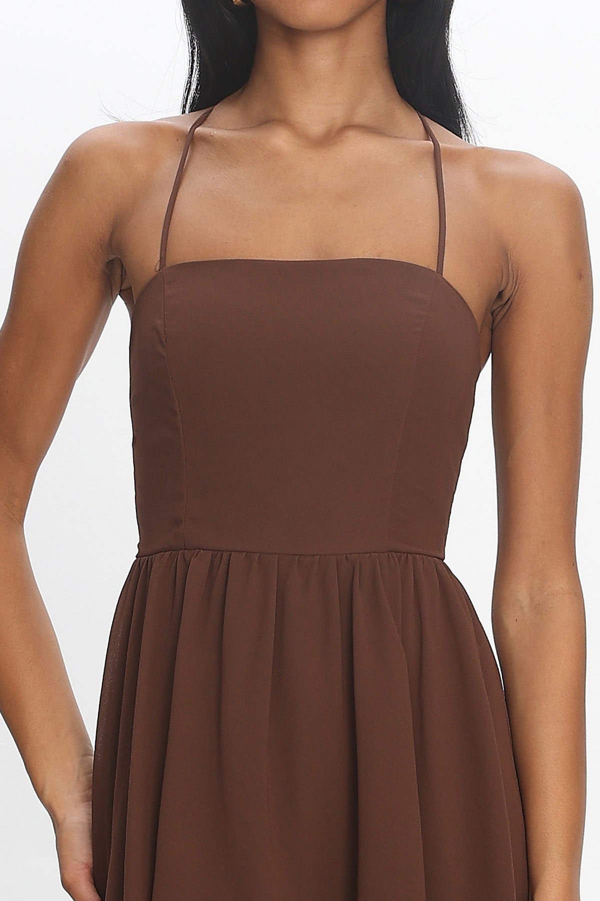 Sunrise on Sunset Lace Trim Maxi Dress Chocolate