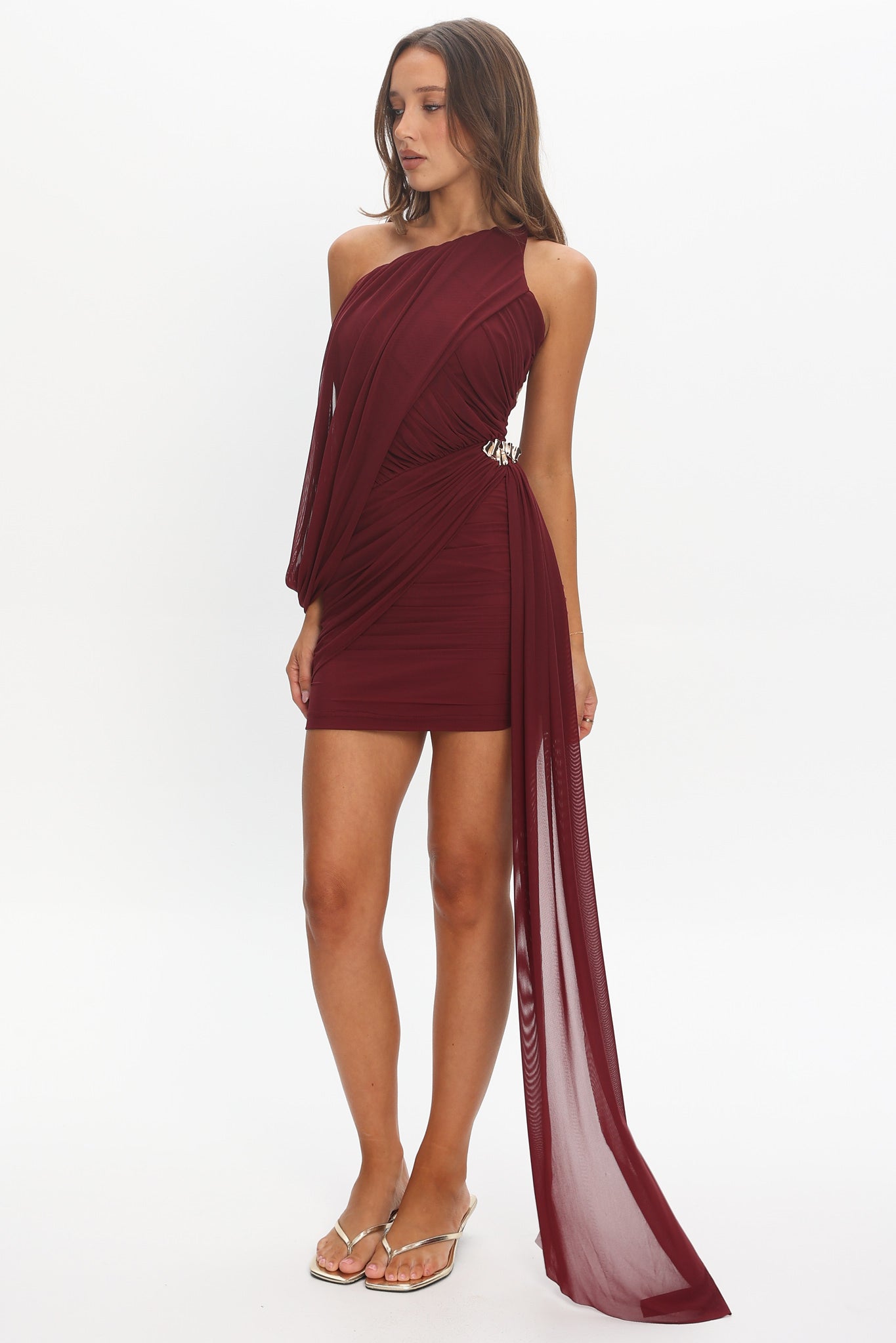 Venus Rising Sash Mini Dress Wine