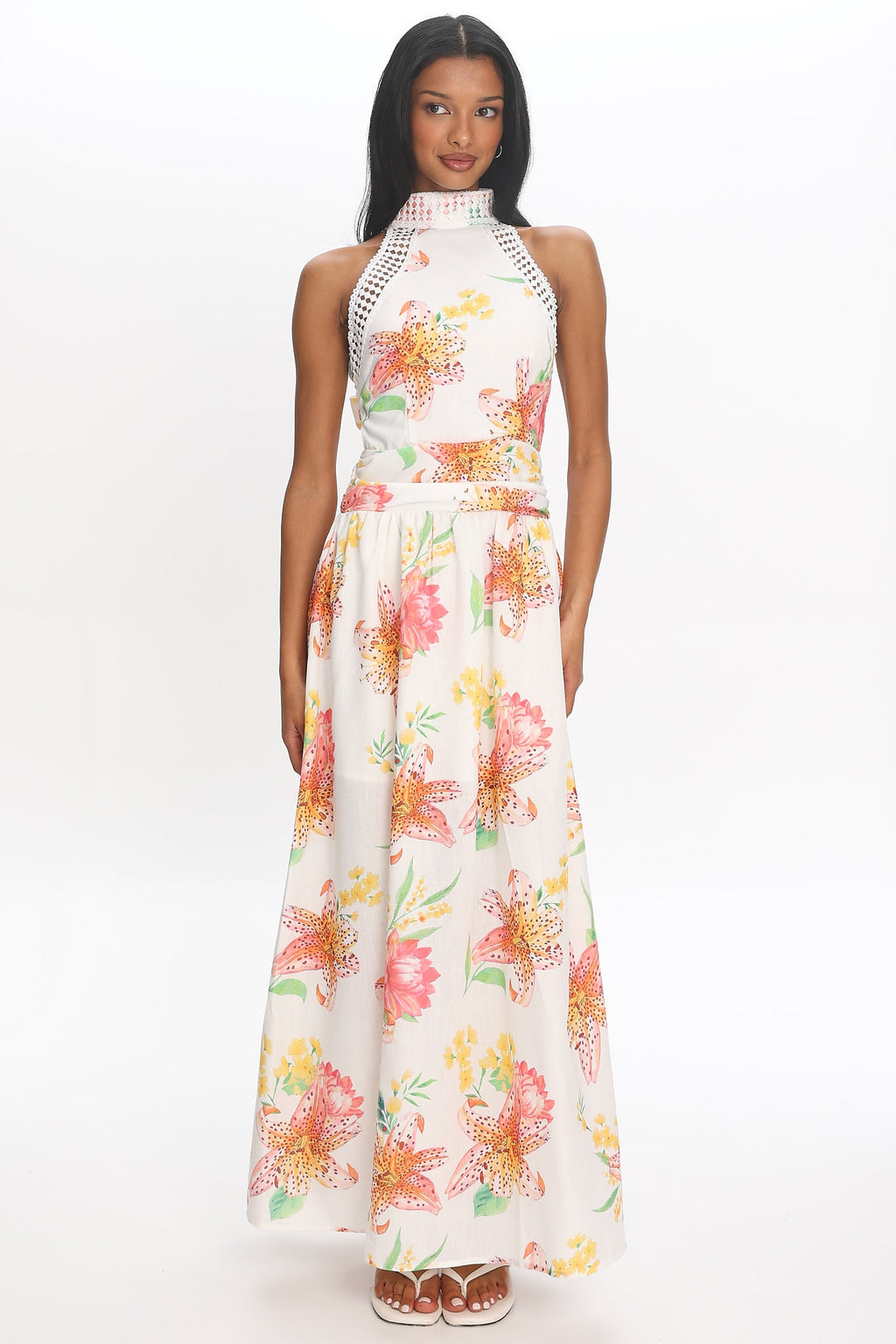 Capri Coast Floral Maxi Dress White