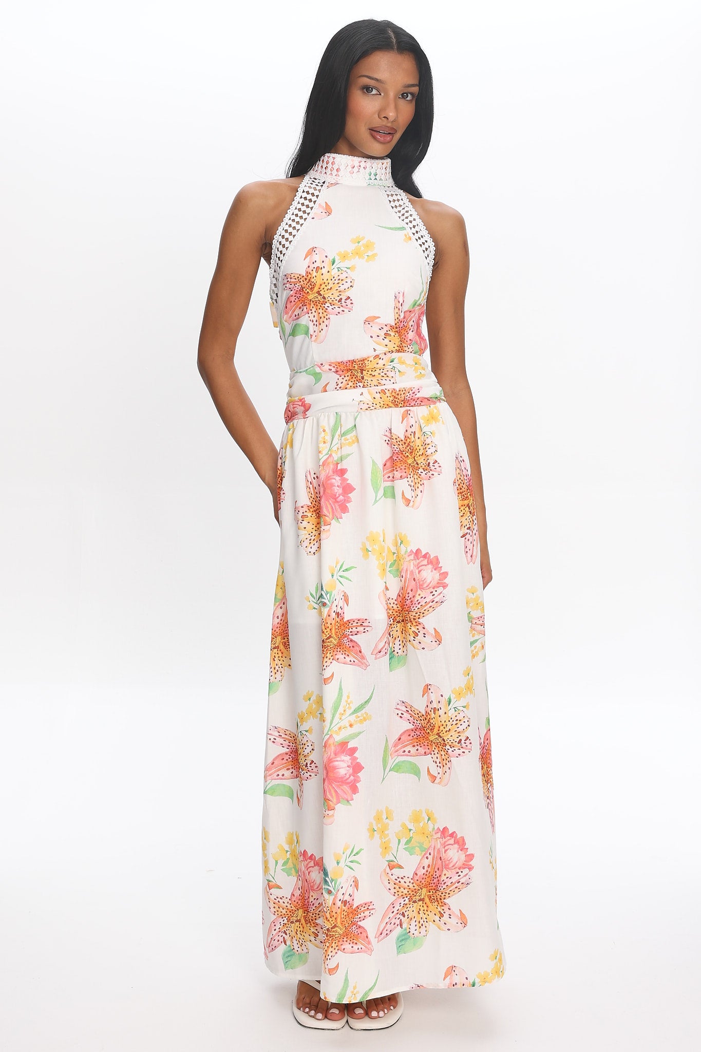 Capri Coast Floral Maxi Dress White | Selfie Leslie