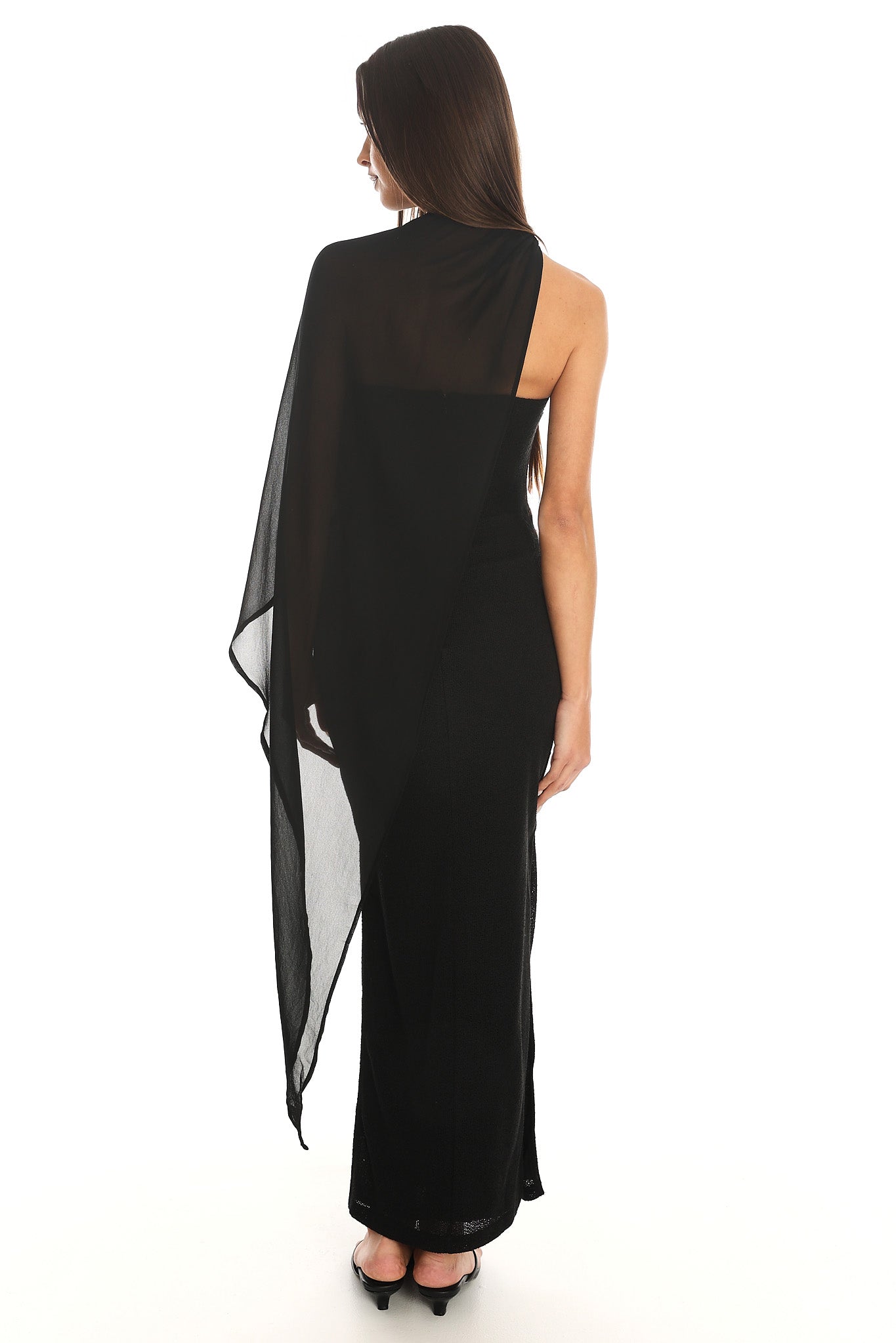Maureena Draped Scarf Maxi Dress Black