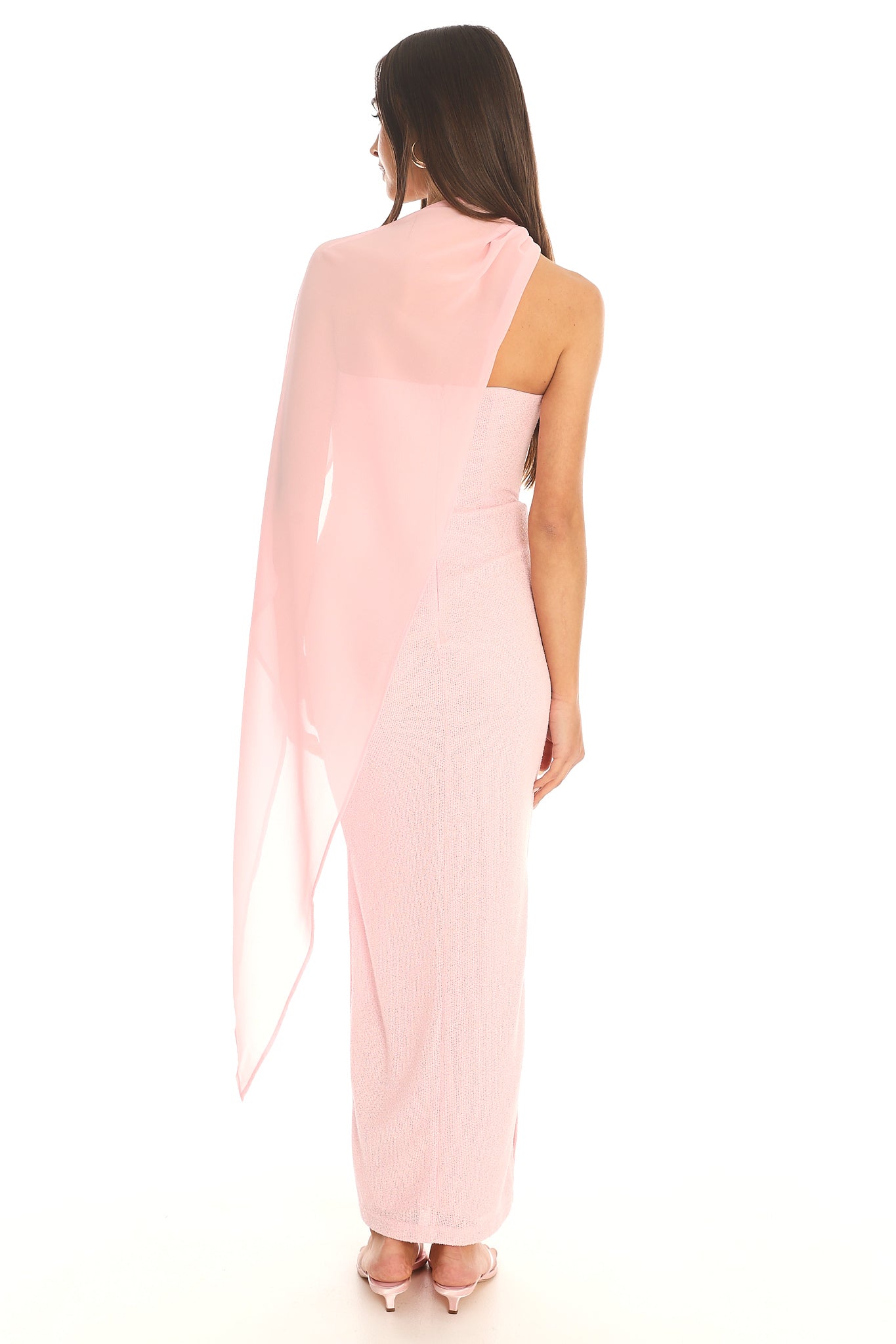 Pearlina Strapless Scarf Maxi Dress Pink | Selfie Leslie