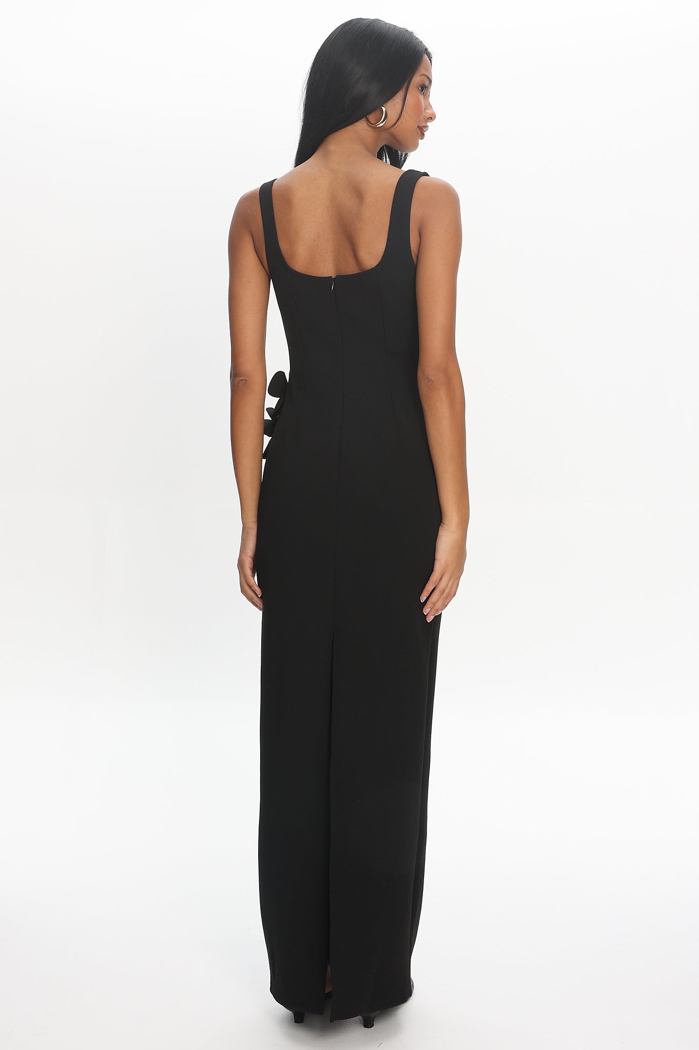 Olandra 3D Floral Maxi Dress Black