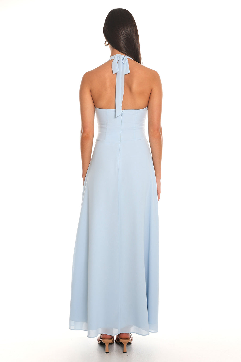 Daydream Believer Lace Halter Maxi Dress Light Blue