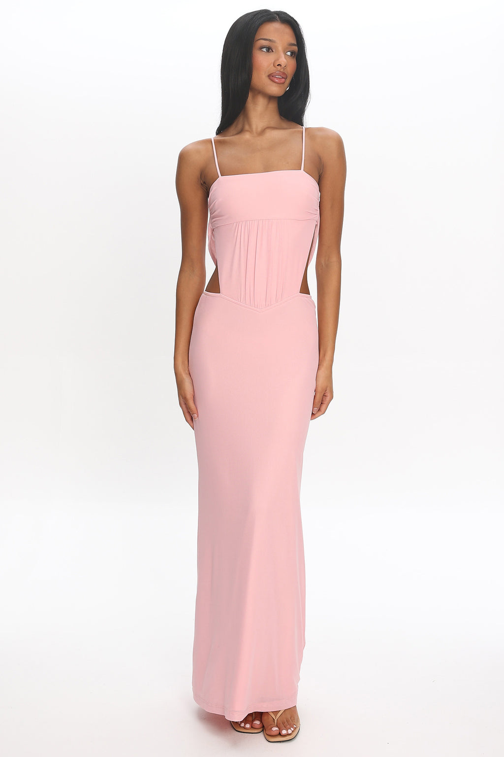 Monette Cutout Cowl Back Maxi Dress Blush