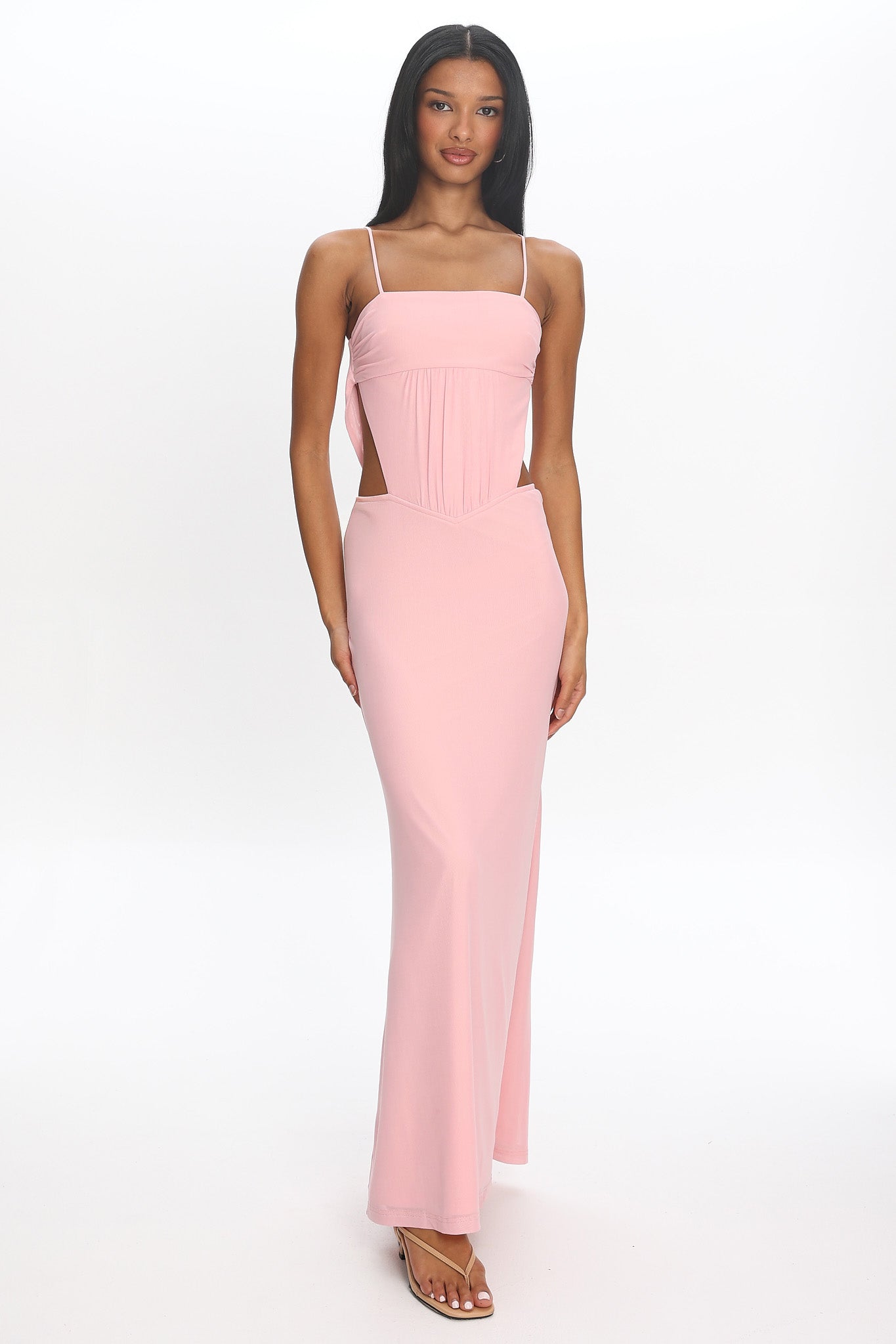 Monette Cutout Cowl Back Maxi Dress Blush