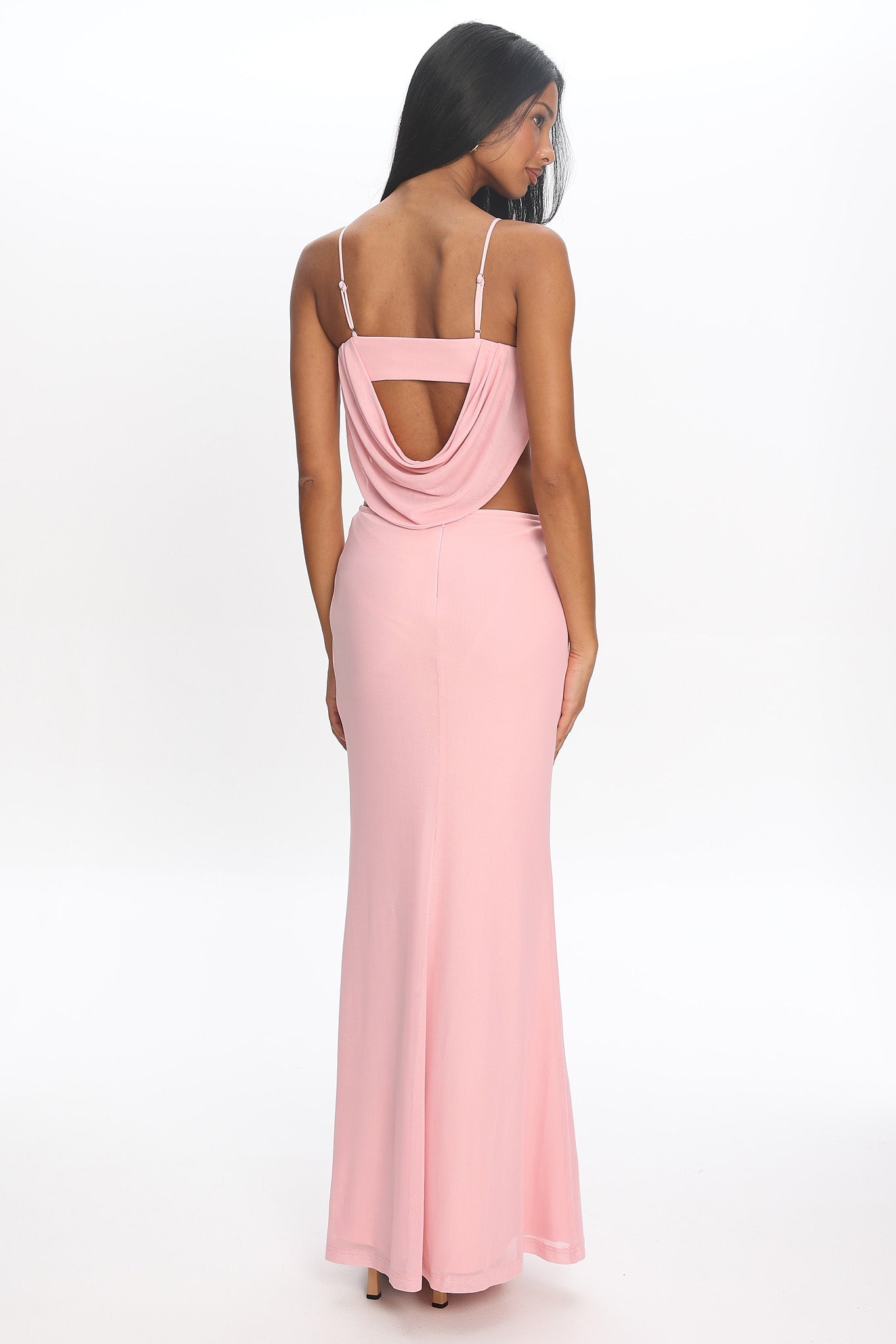 Monette Cutout Cowl Back Maxi Dress Blush