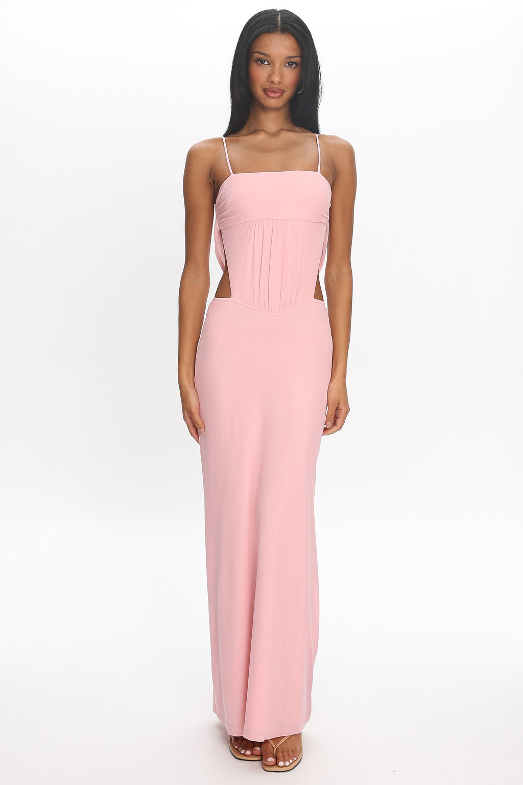 Monette Cutout Cowl Back Maxi Dress Blush