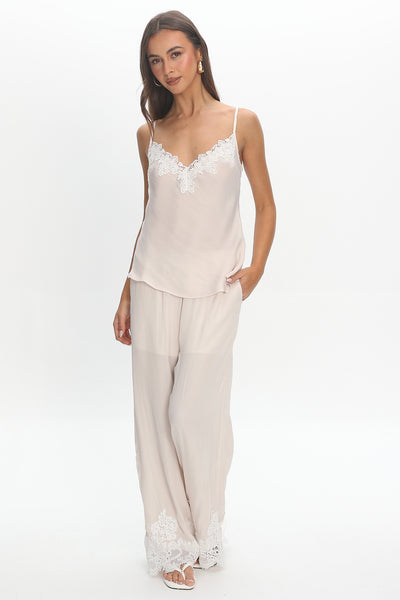 Insight Lace Trim Pants Cream | Selfie Leslie