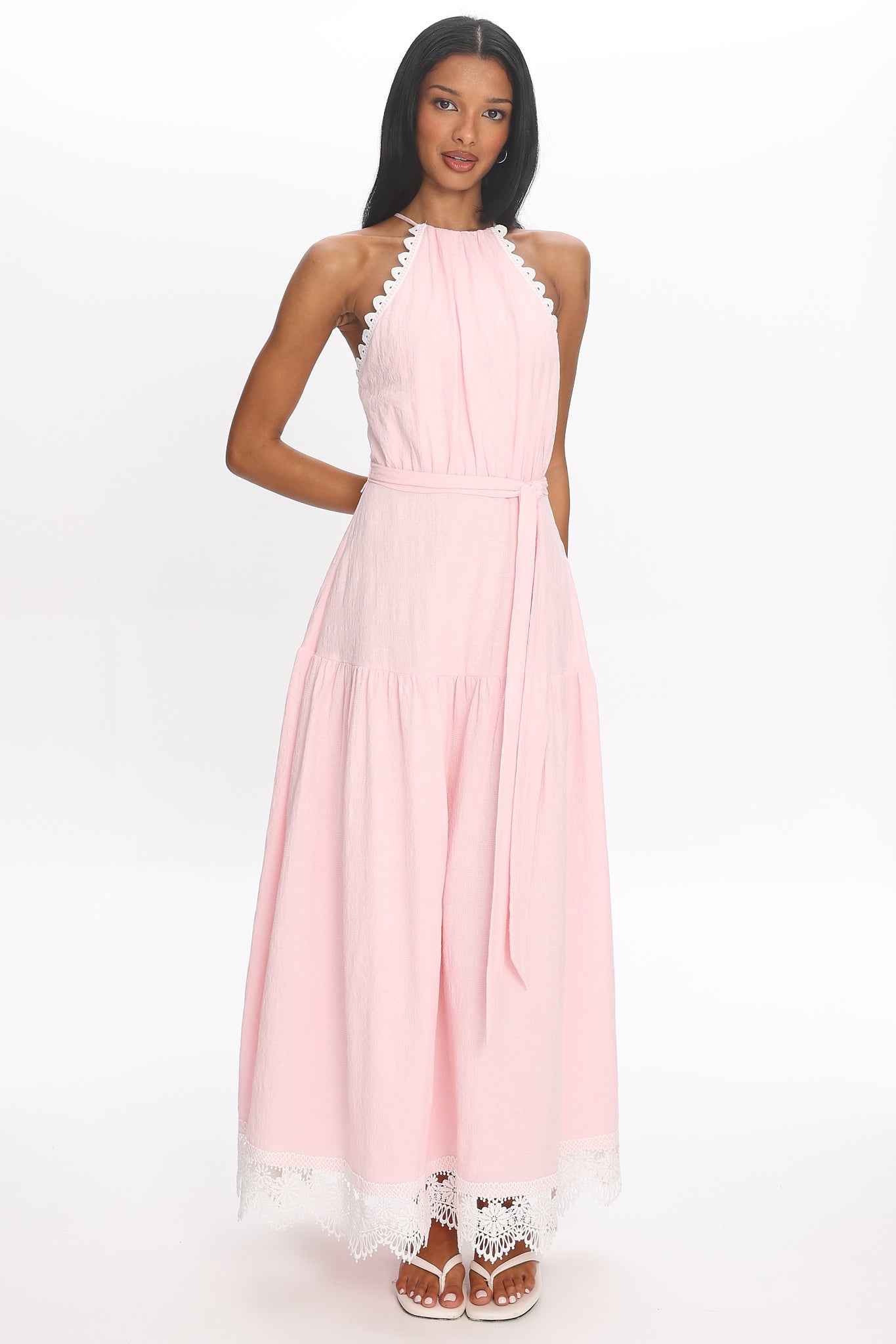Promise Keeper Crochet Trim Maxi Dress Blush Pink | Selfie Leslie
