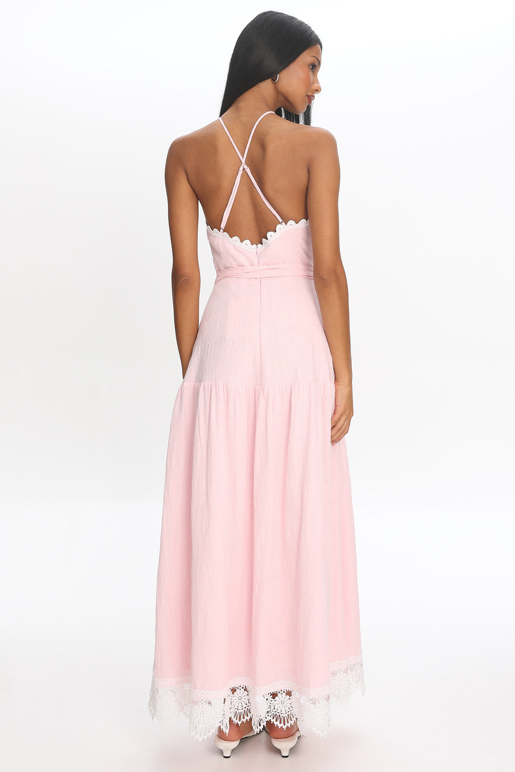 Promise Keeper Crochet Trim Maxi Dress Blush Pink