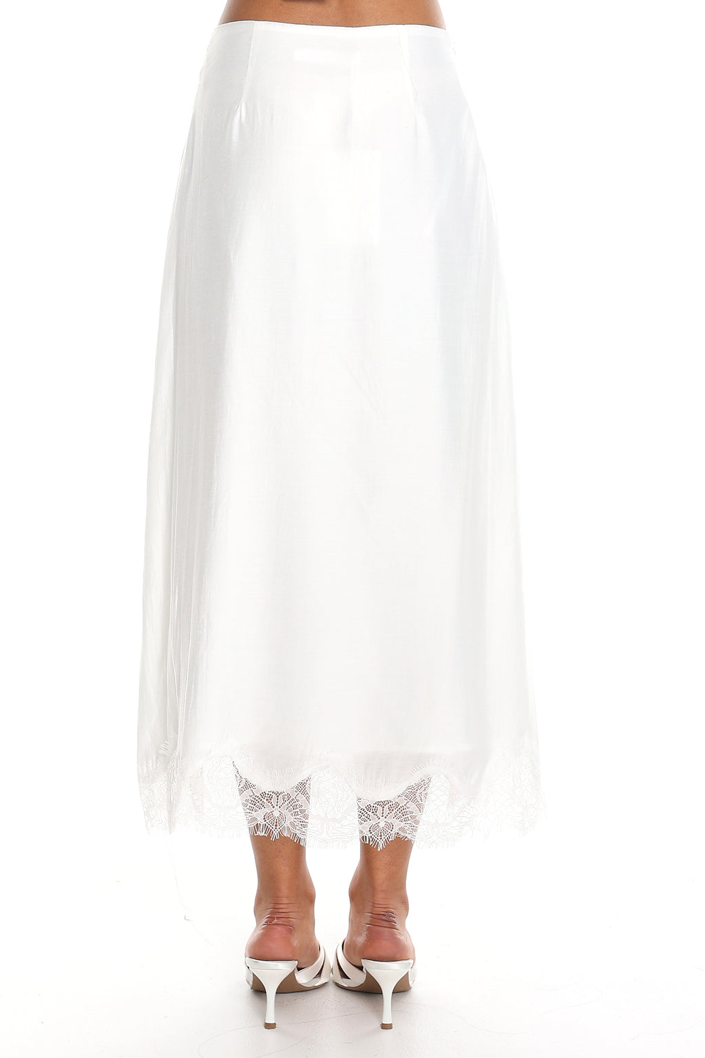 Emrys Lace Trim Midi Skirt Off White