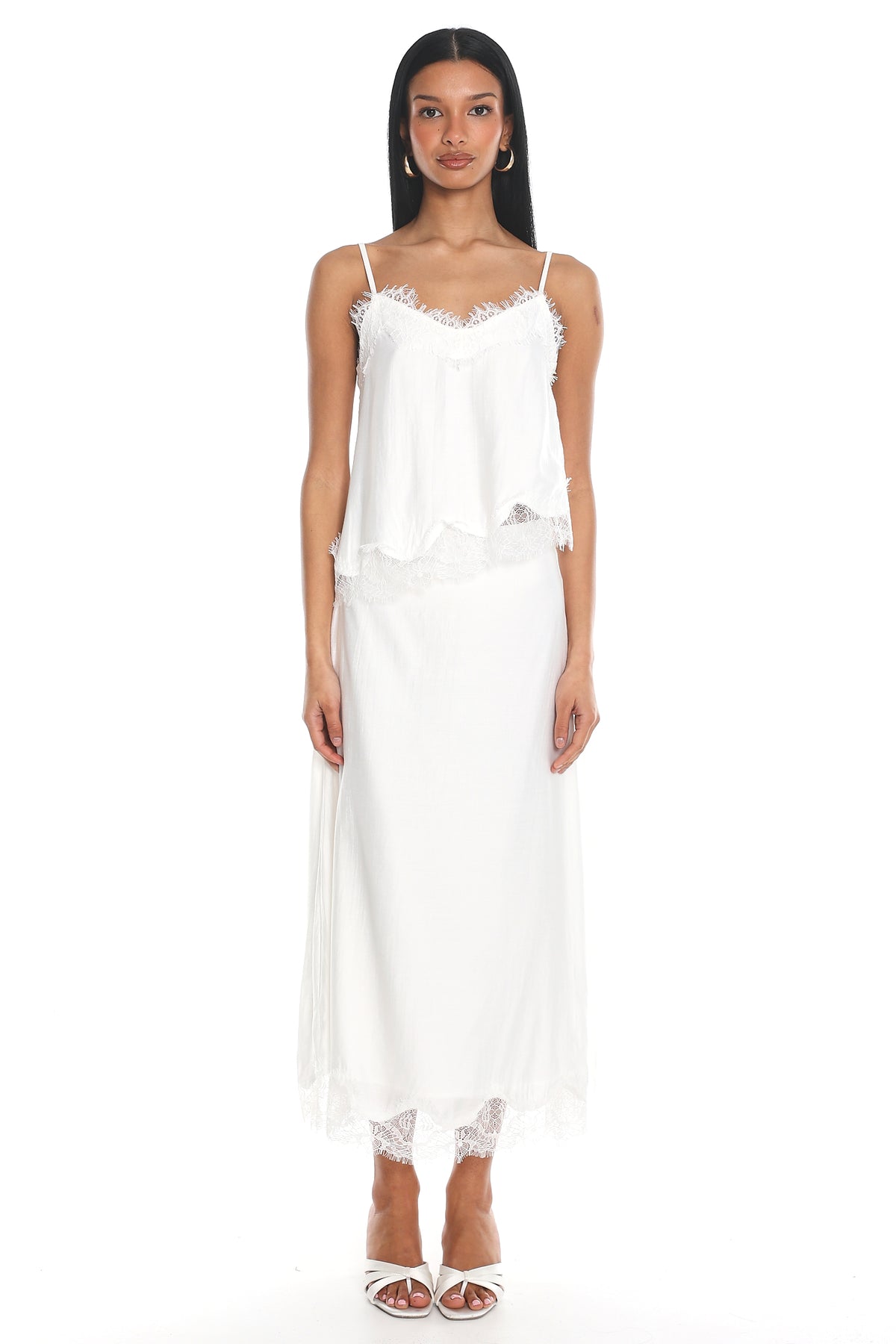 Emrys Lace Trim Cami Top Off White