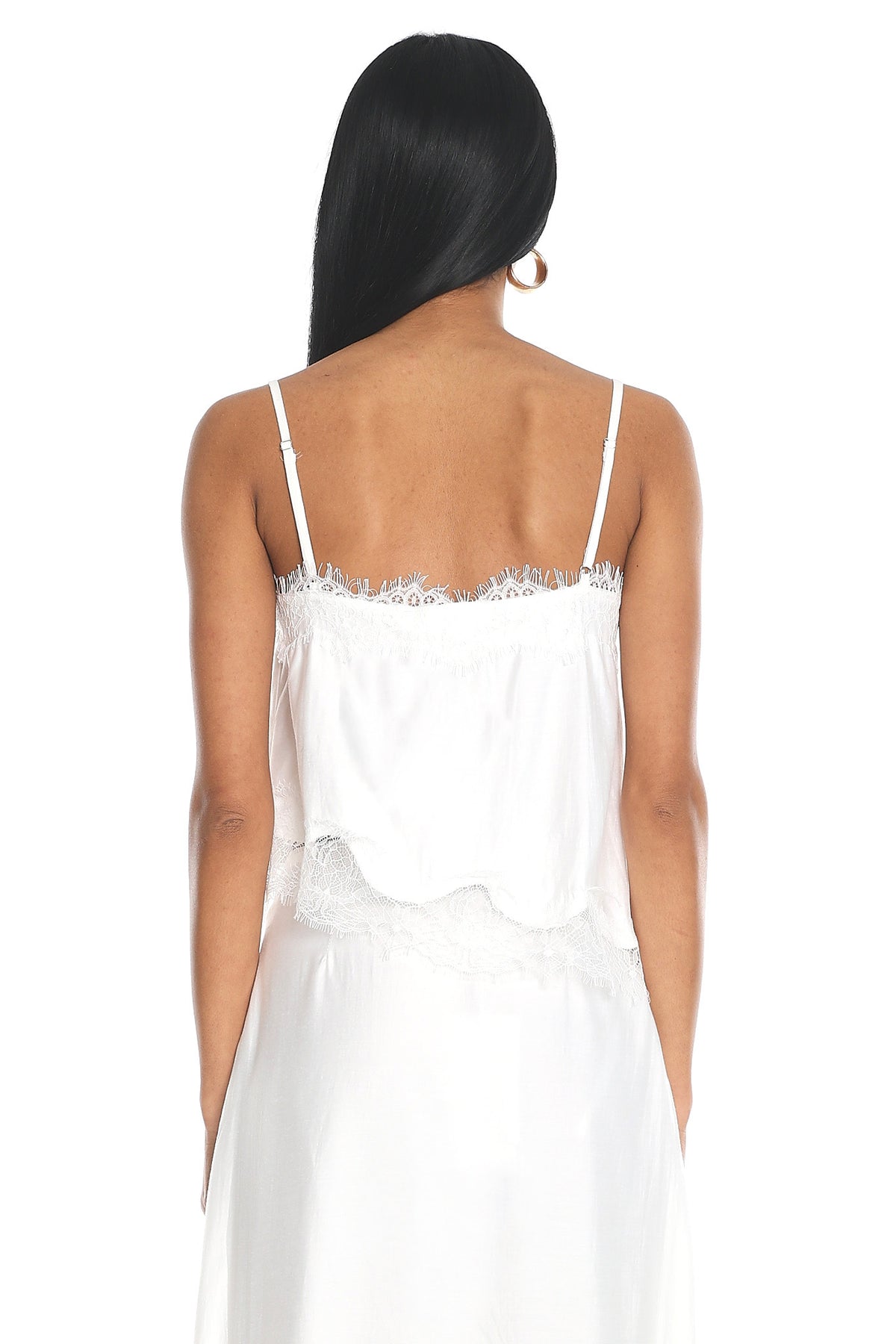 Emrys Lace Trim Cami Top Off White