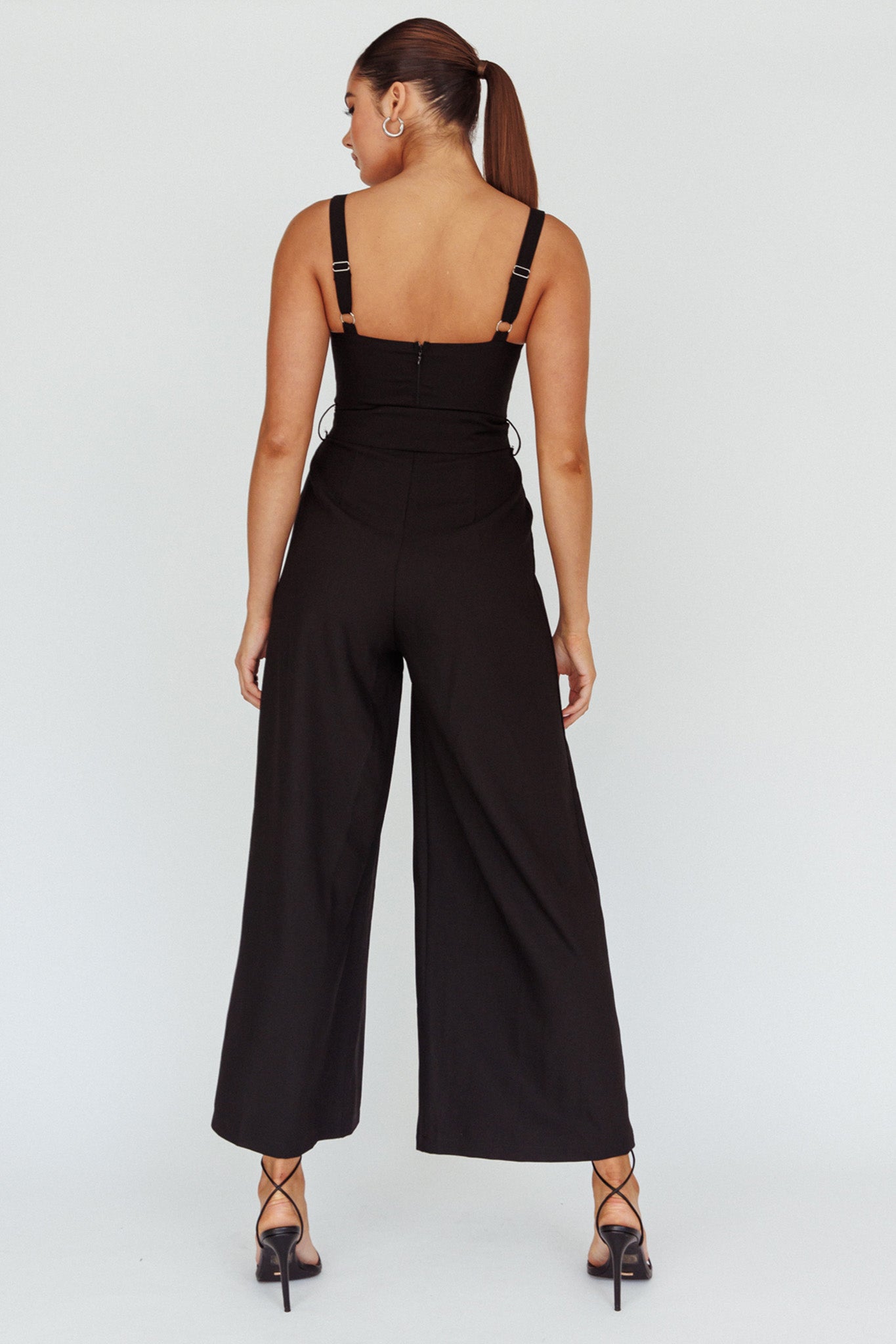 Colleen Waist Tie Jumpsuit Black by Selfie Leslie