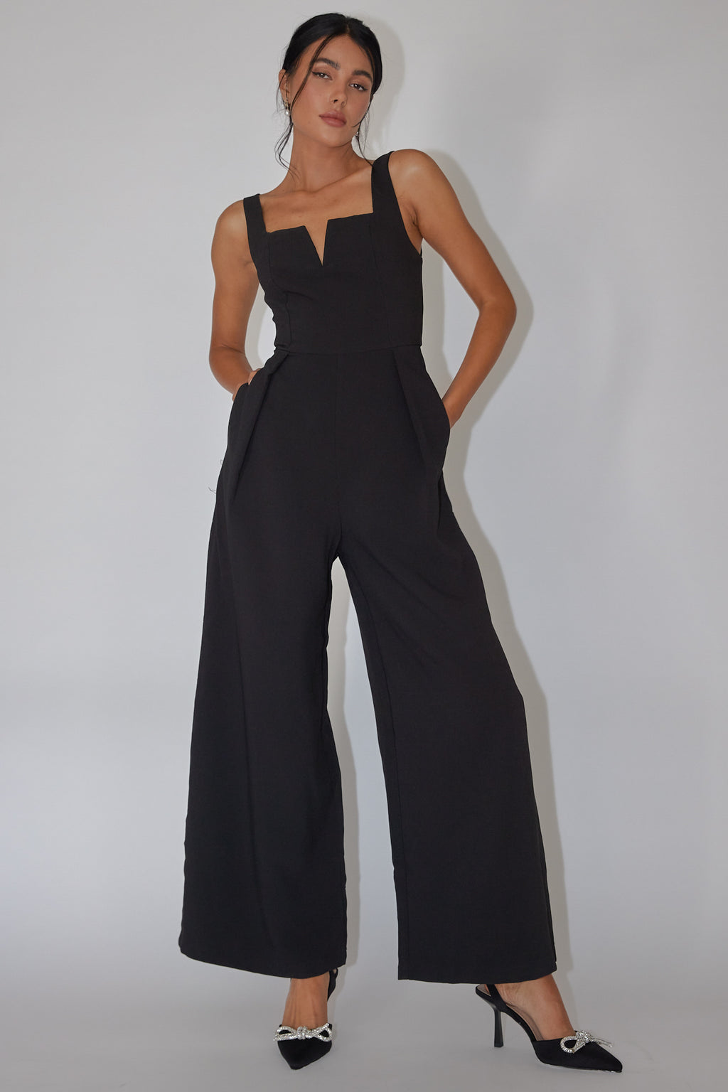 Colleen Side Pocket Jumpsuit Black by Selfie Leslie