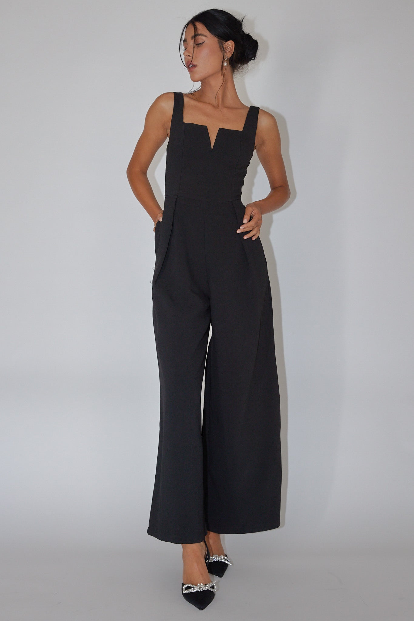 Colleen Side Pocket Jumpsuit Black by Selfie Leslie