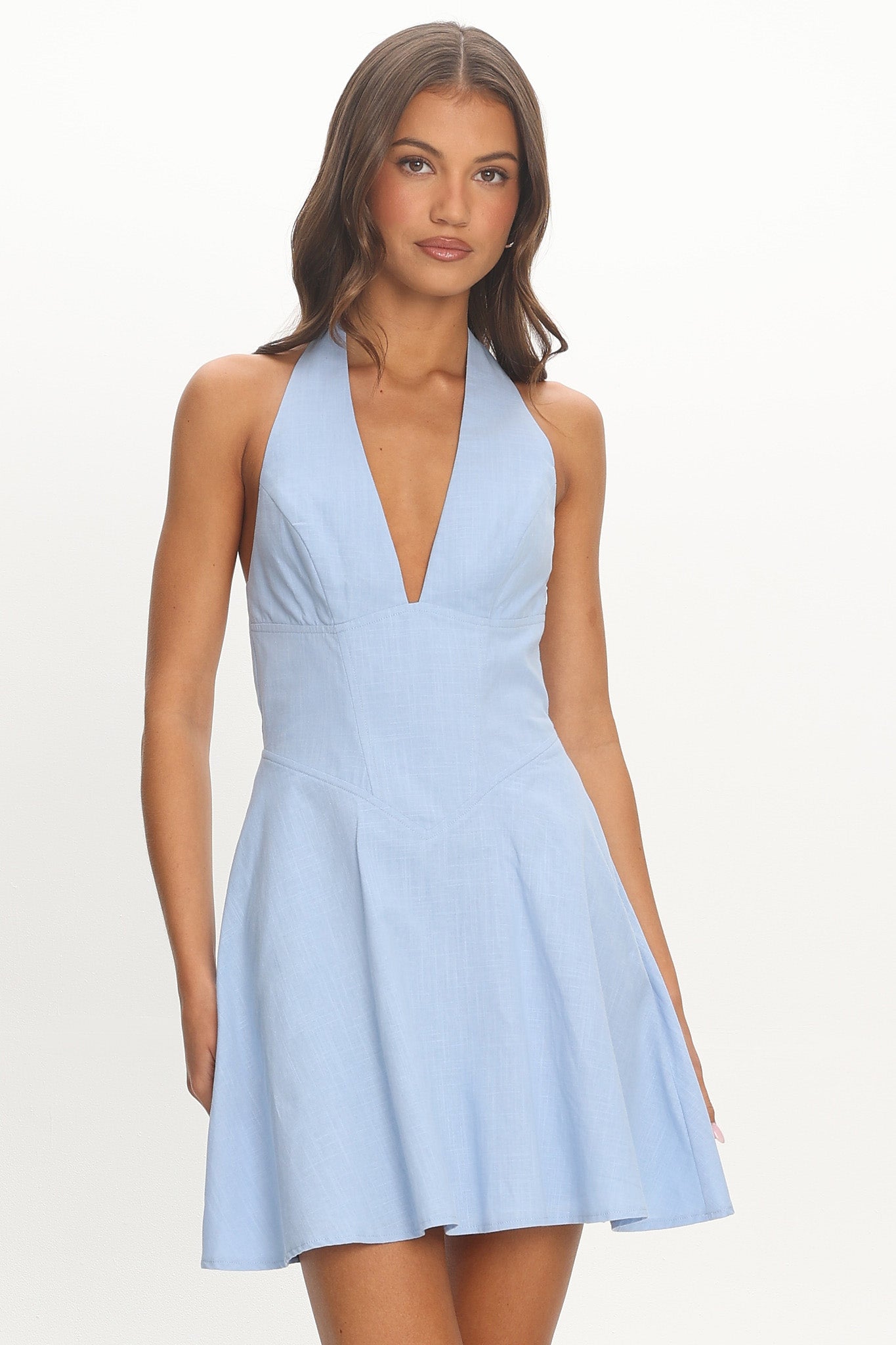 Arwen Halter Mini Dress Baby Blue