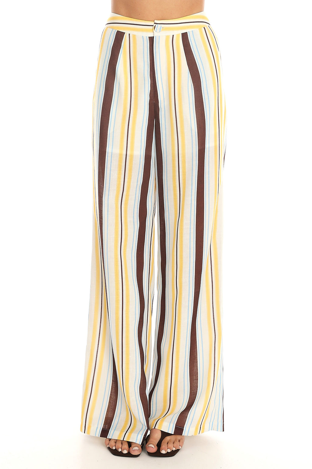 Bristol Striped Wide-Leg Trousers Yellow