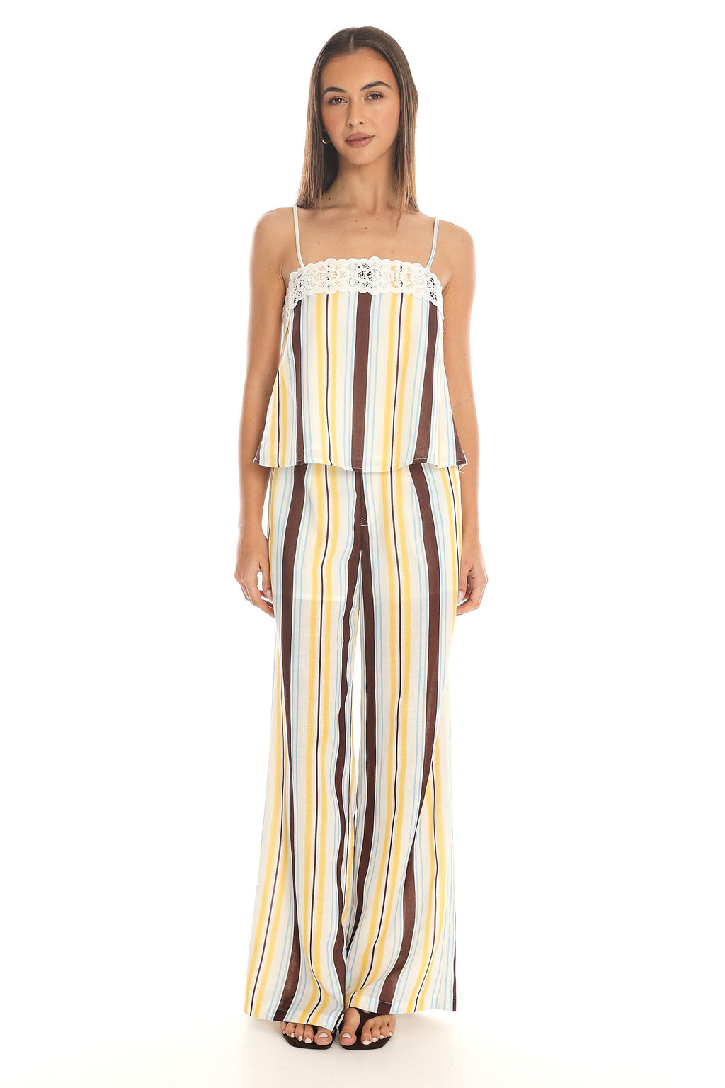 Bristol Striped Wide-Leg Trousers Yellow