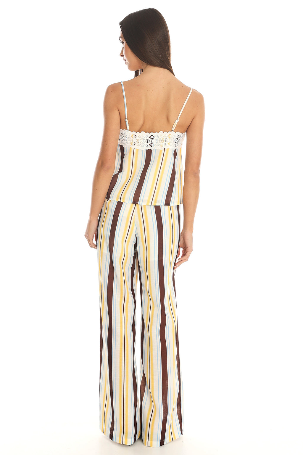 Bristol Striped Wide-Leg Trousers Yellow