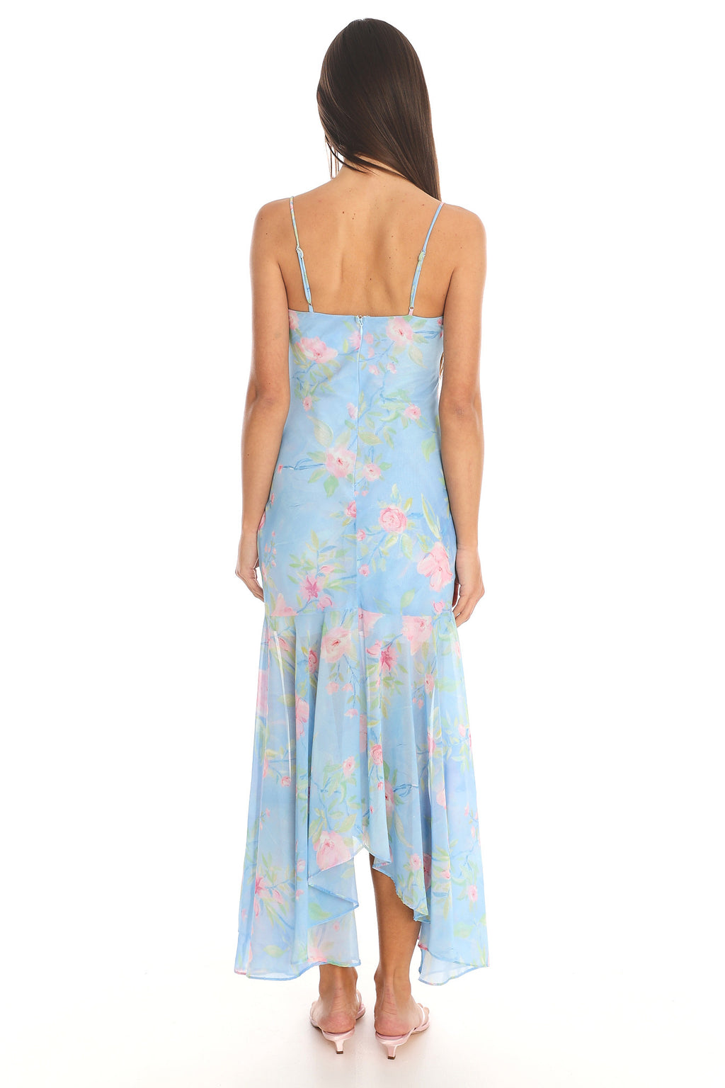 Blossoming Fields Hi-Lo Maxi Dress Blue