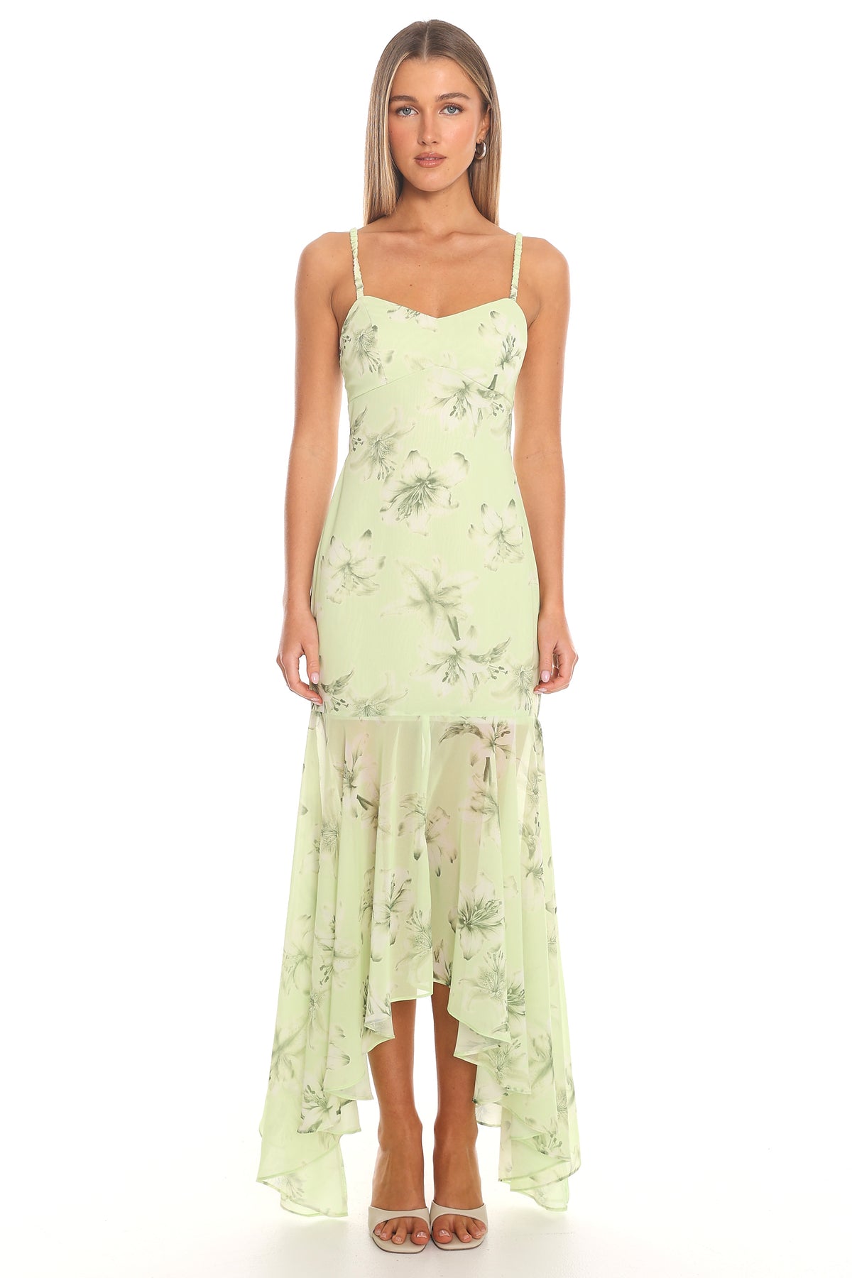 Blossoming Fields Hi-Lo Maxi Dress Sage