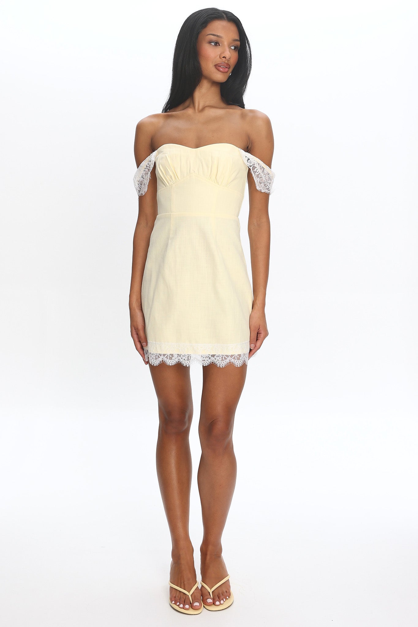 Sardinia Lace-Trim Mini Dress Baby Yellow