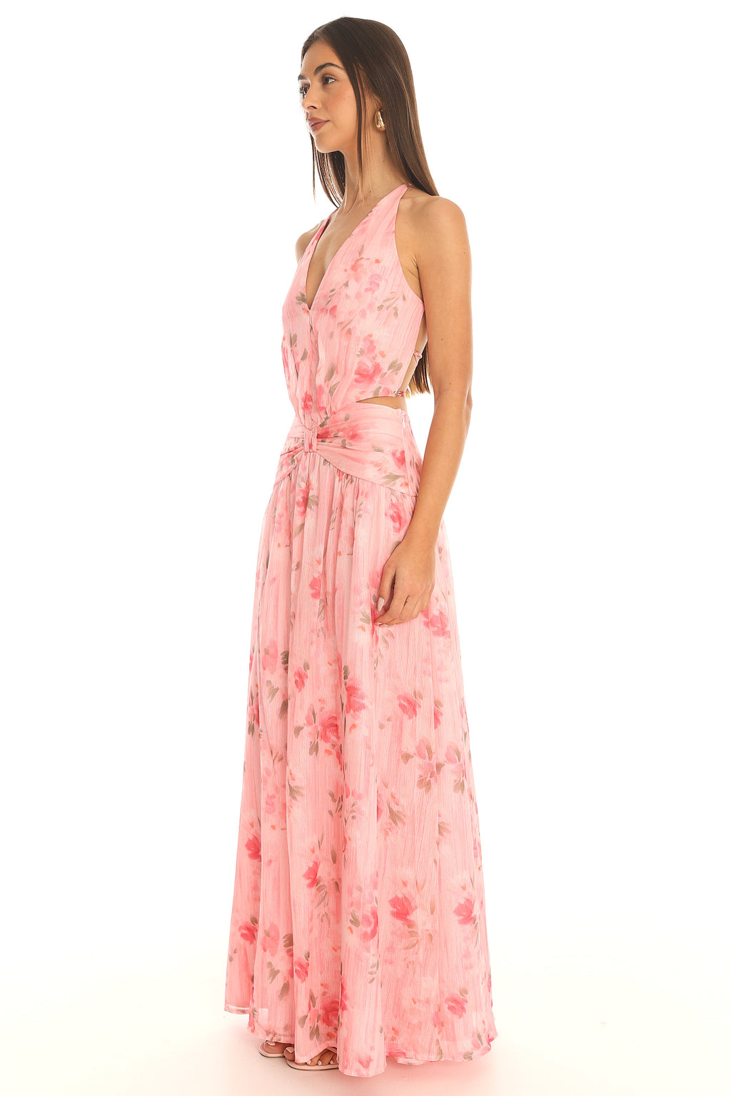 Toni Cutout Halter Maxi Dress Pink