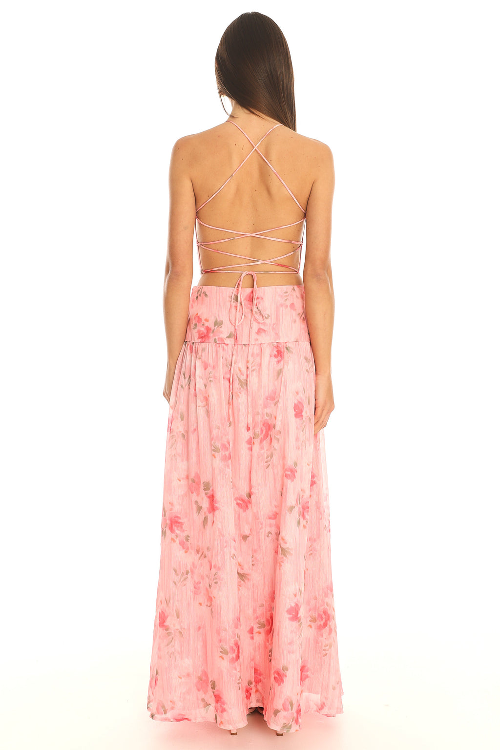 Toni Cutout Halter Maxi Dress Pink