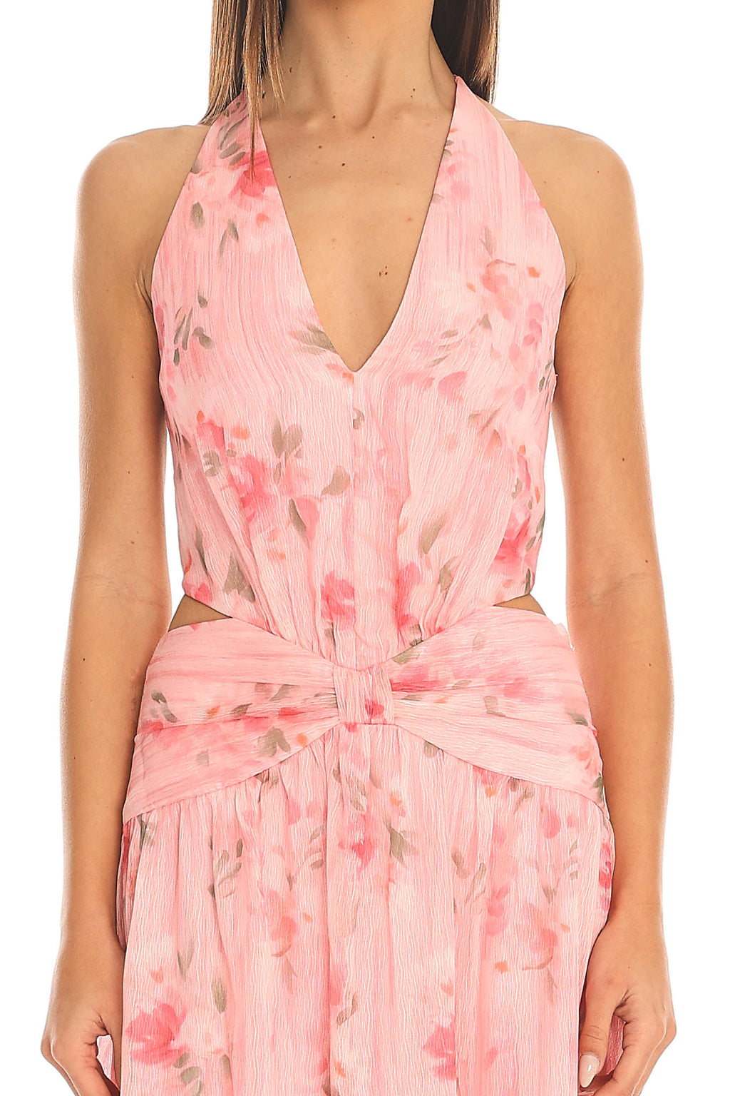 Toni Cutout Halter Maxi Dress Pink
