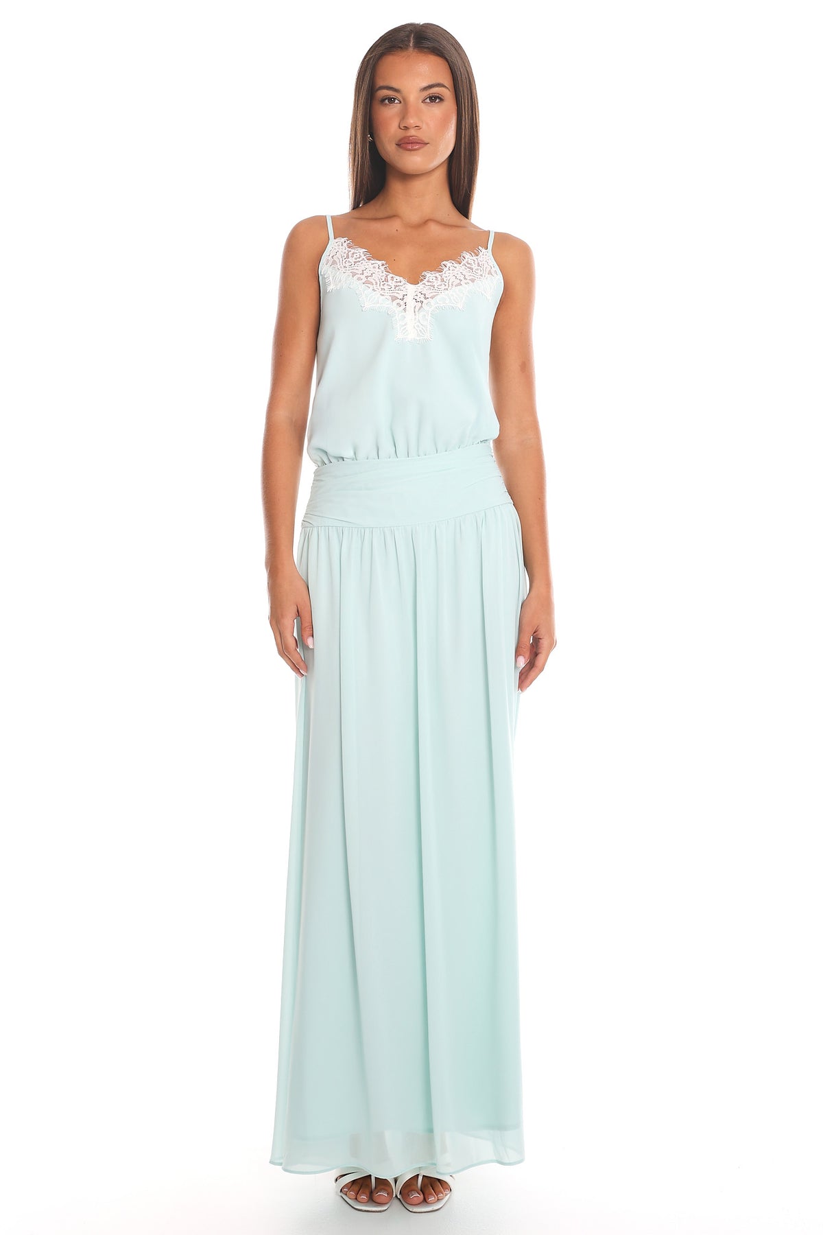 Carnellan Lace-Trim Maxi Dress Sage