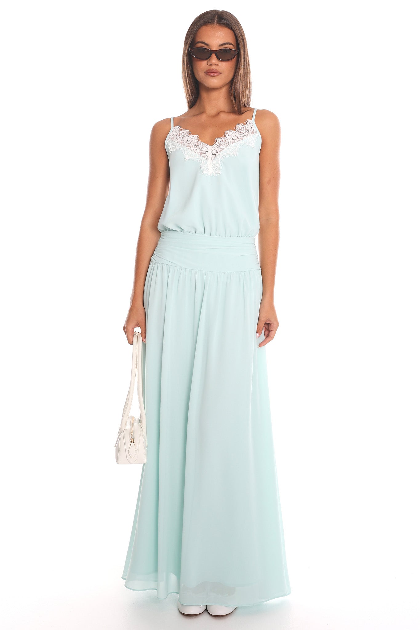 Carnellan Lace-Trim Maxi Dress Sage