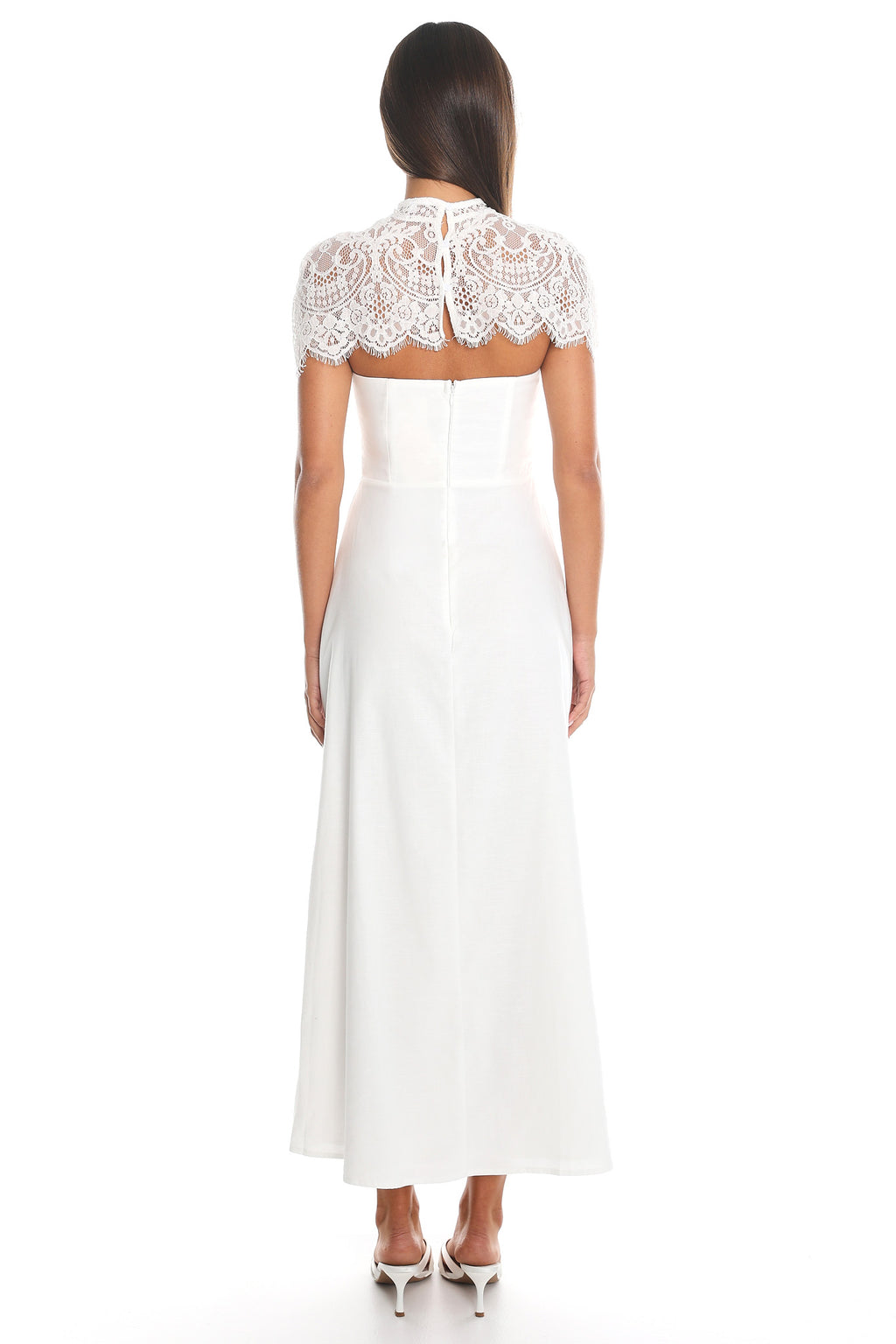 Tattooed Heart Cap Sleeve Midi Dress Cream