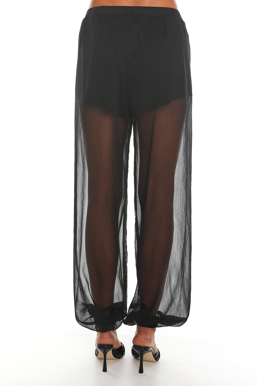 Mykonos Breeze Sheer Balloon Leg Pants Black