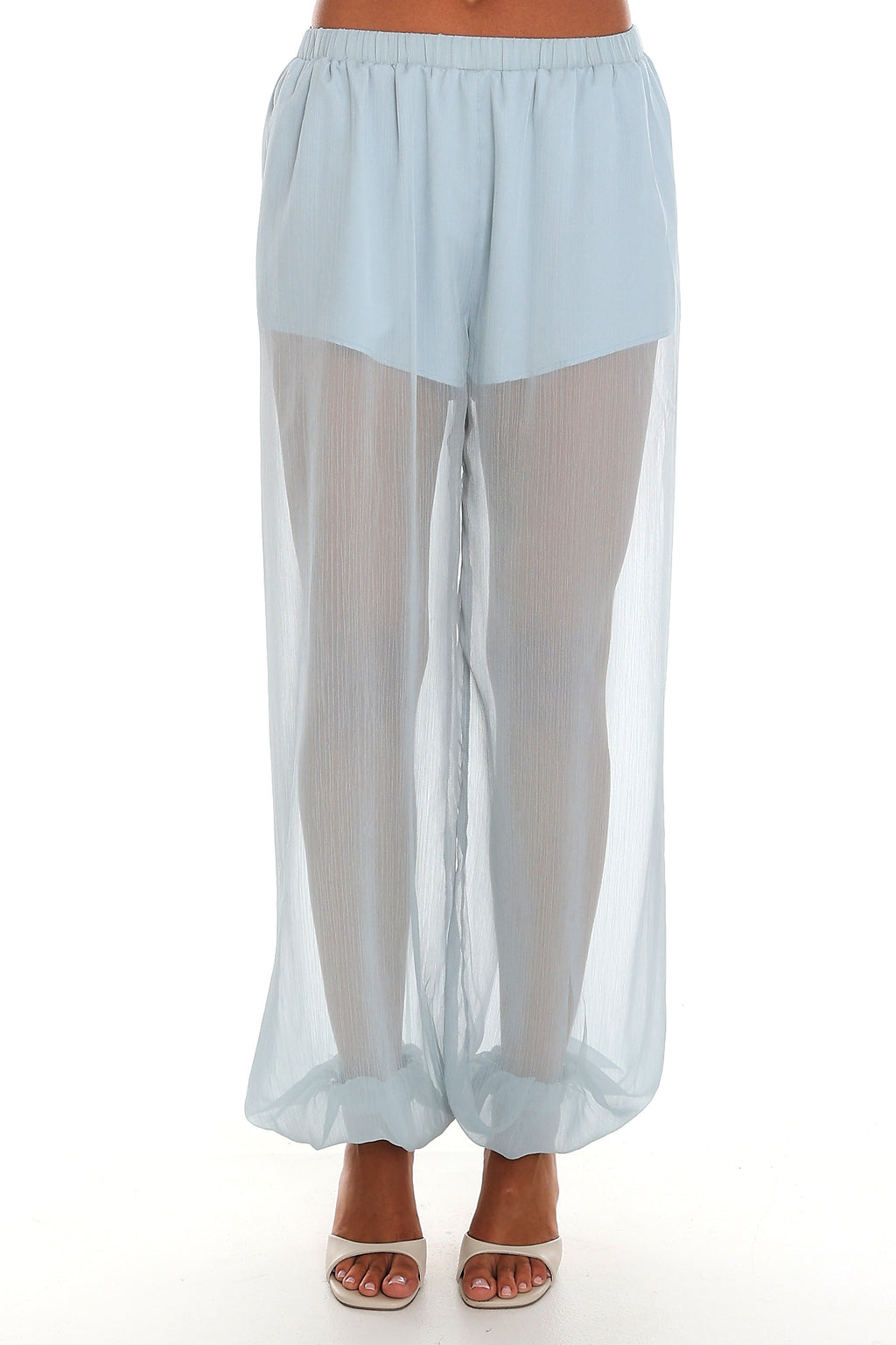 Mykonos Breeze Sheer Balloon Leg Pants Dusty Blue