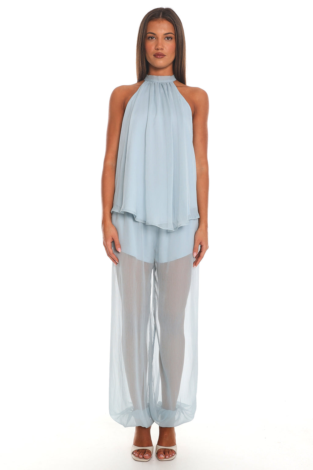 Mykonos Breeze Sheer Balloon Leg Pants Dusty Blue