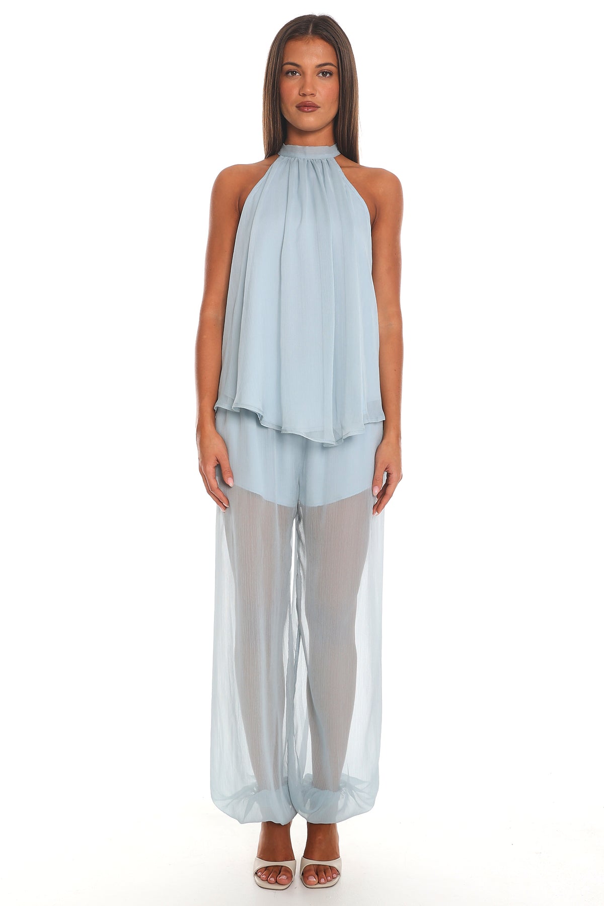 Mykonos Breeze Sheer Balloon Leg Pants Dusty Blue