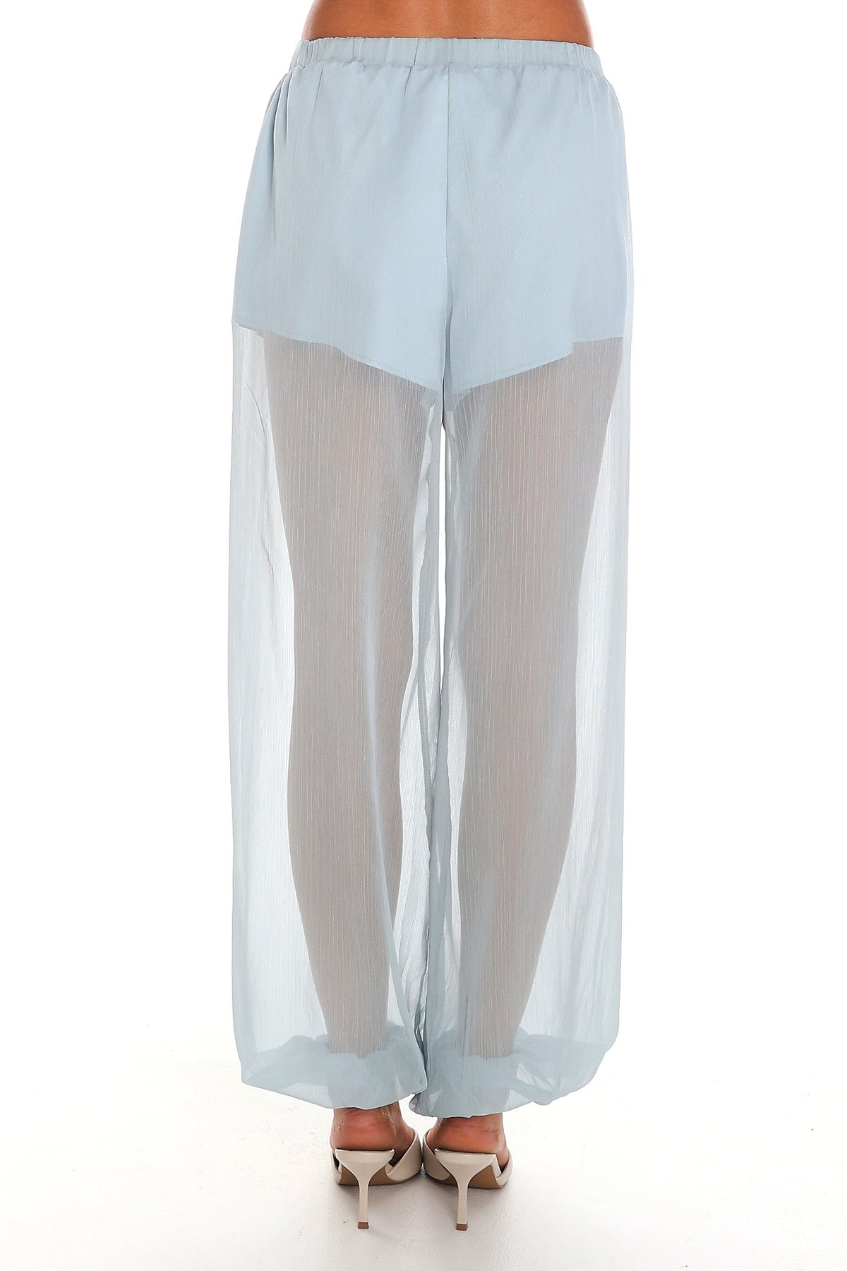 Mykonos Breeze Sheer Balloon Leg Pants Dusty Blue
