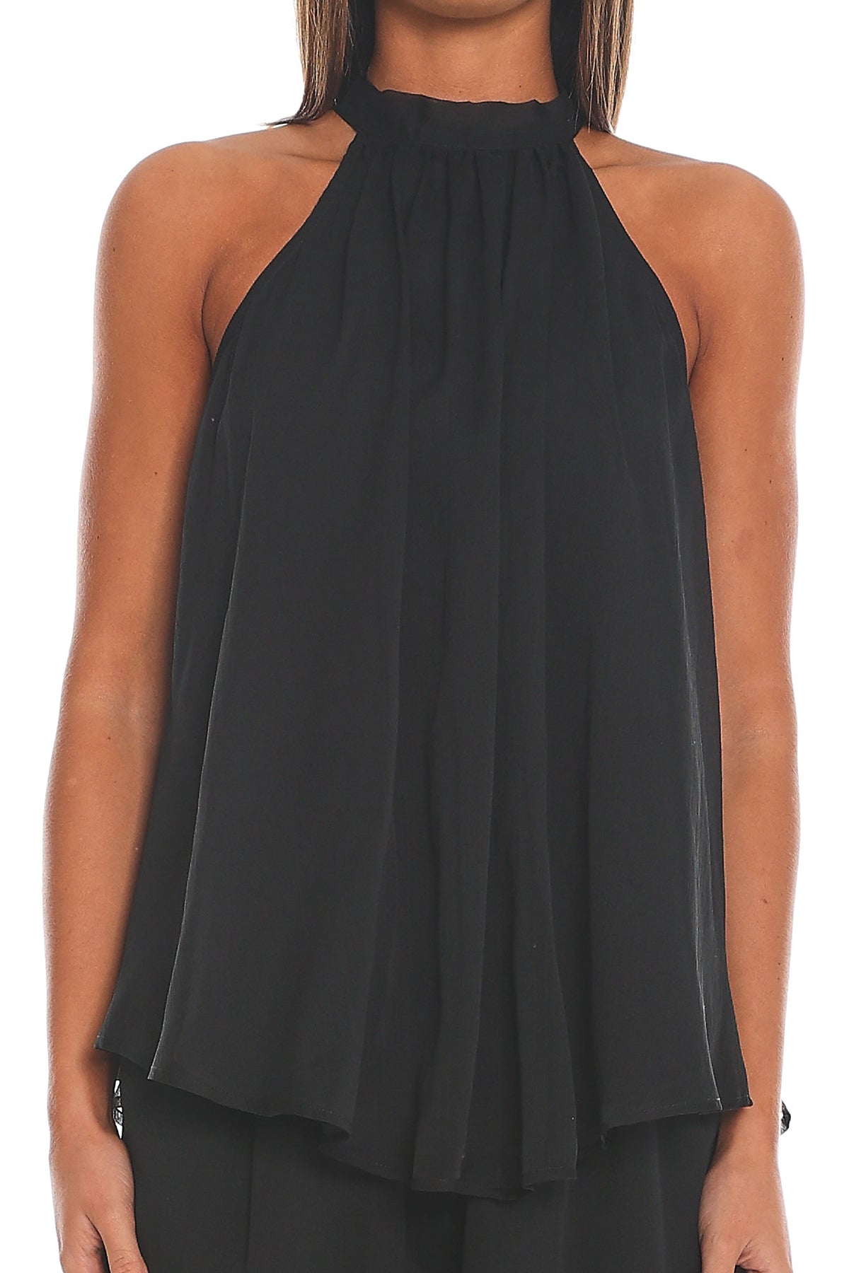 Mykonos Breeze Tie Neck Halter Top Black
