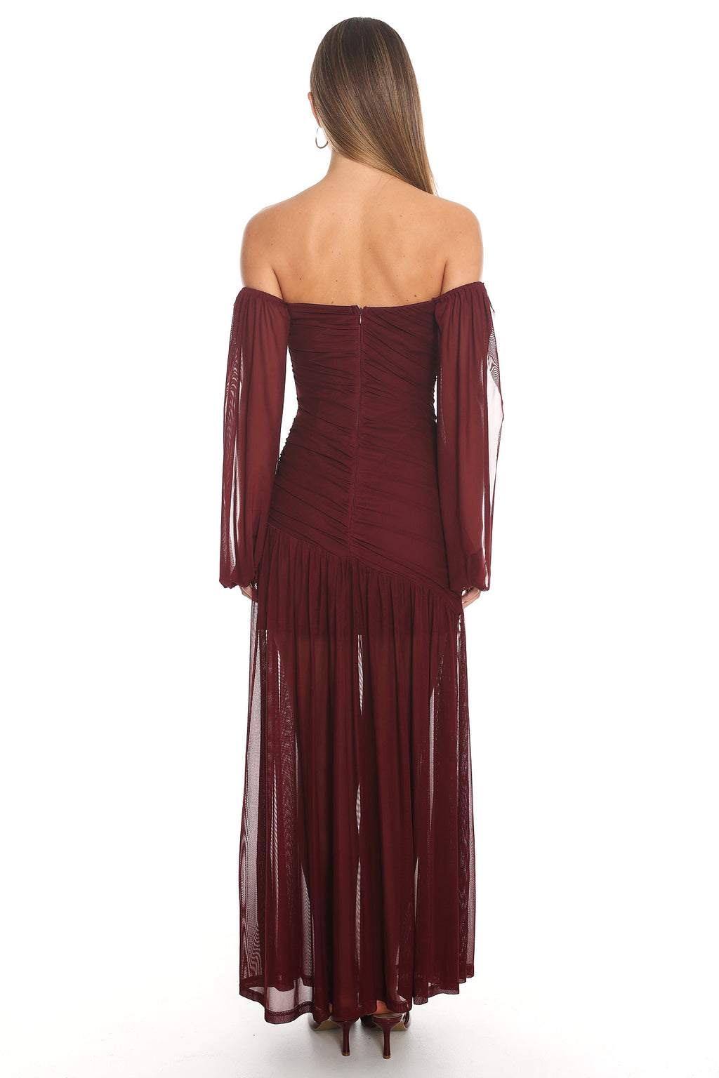 Klara Off Shoulder Maxi Dress Wine by Selfie Leslie