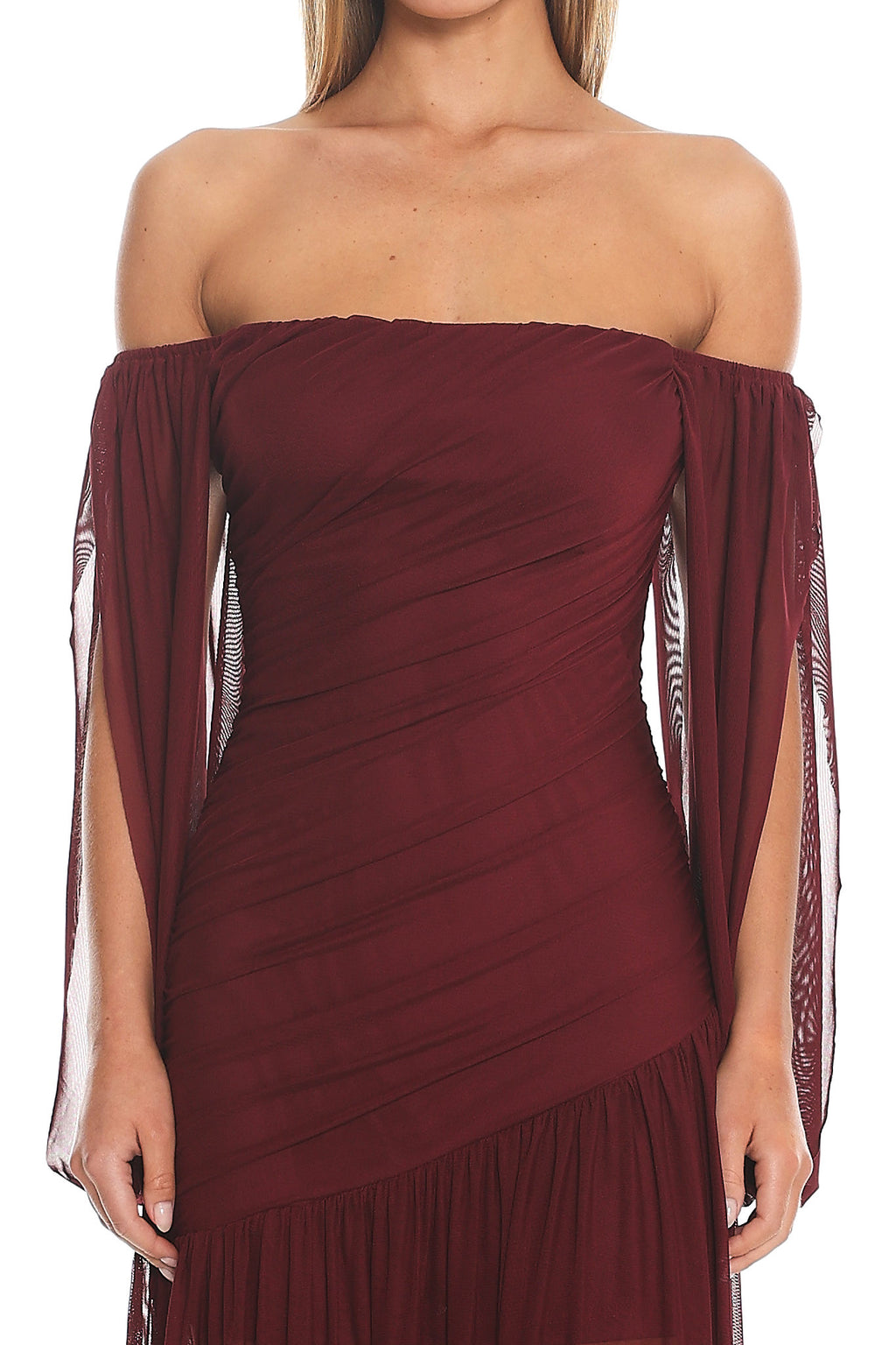Klara Off Shoulder Maxi Dress Wine by Selfie Leslie
