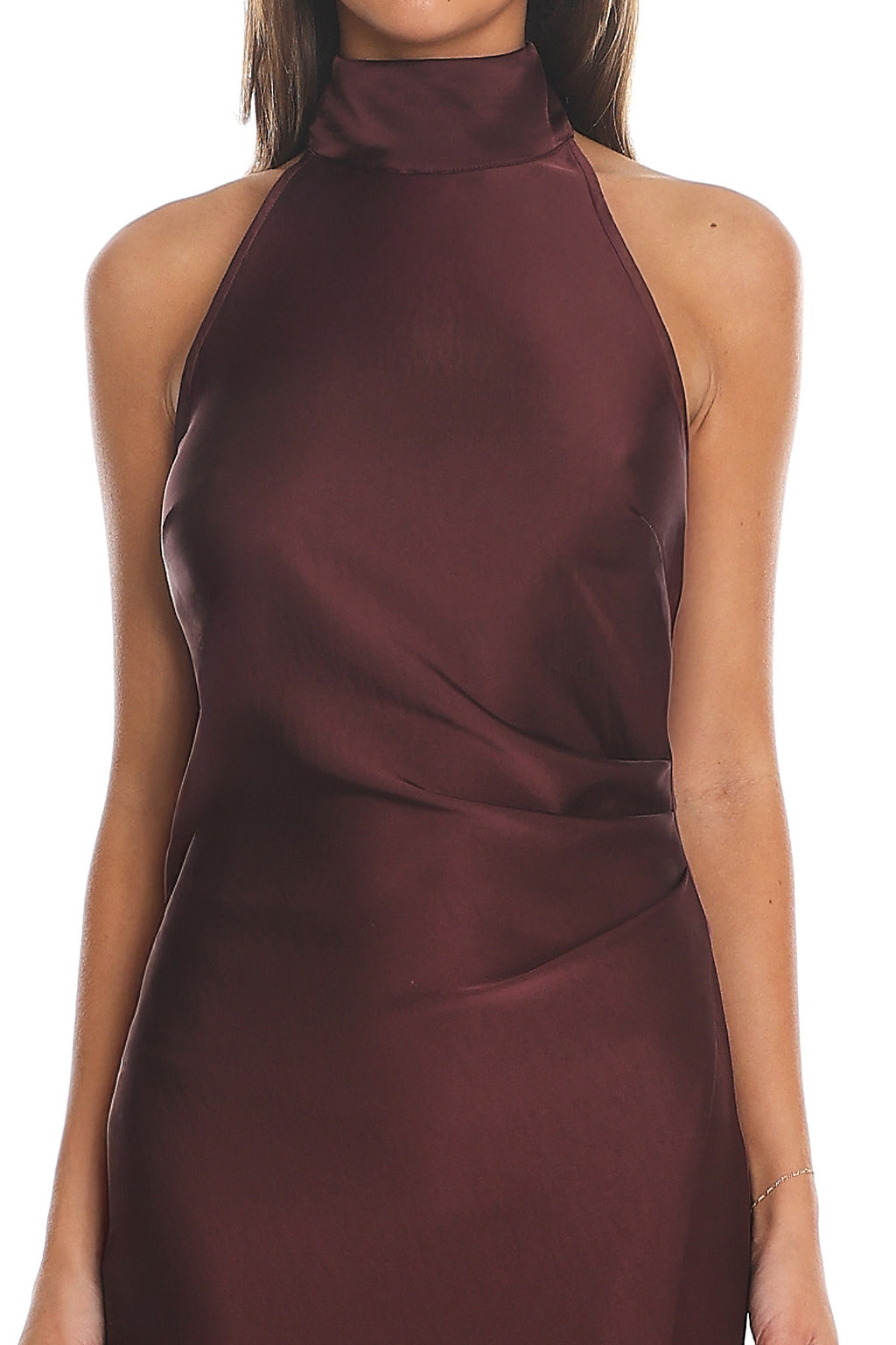 Vanta Halter Wrap Maxi Dress Chocolate