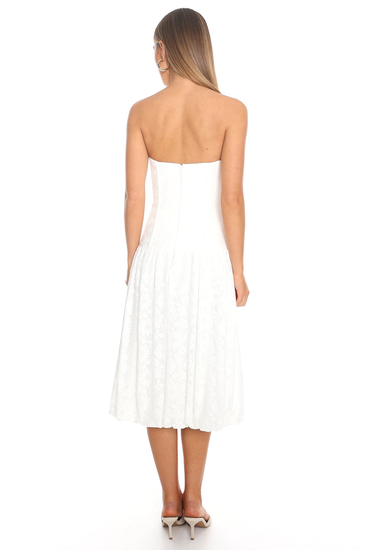 Carried Away Corset Midi Dress Off White by Selfie Leslie