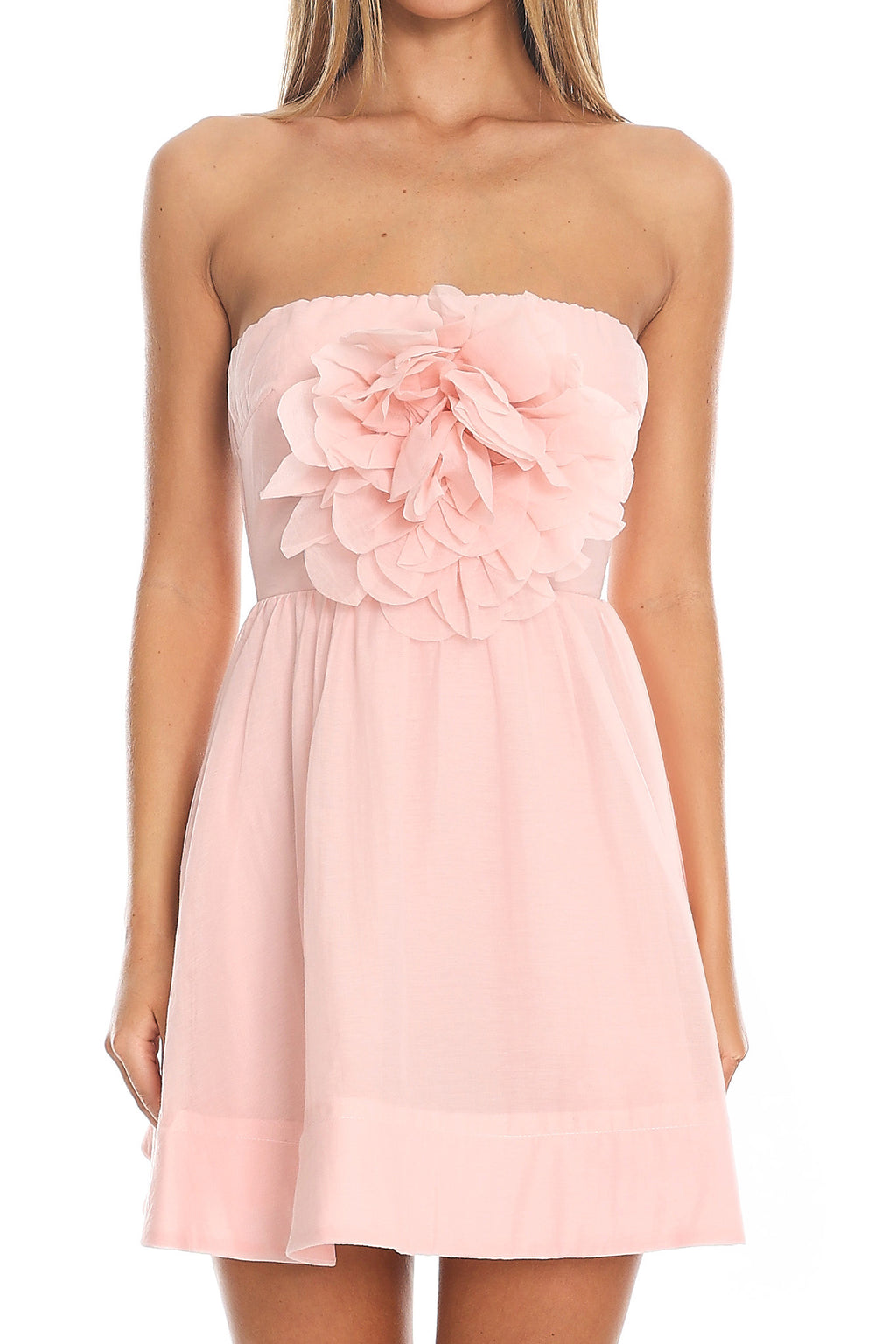 Petal Promenade Strapless Mini Dress Blush