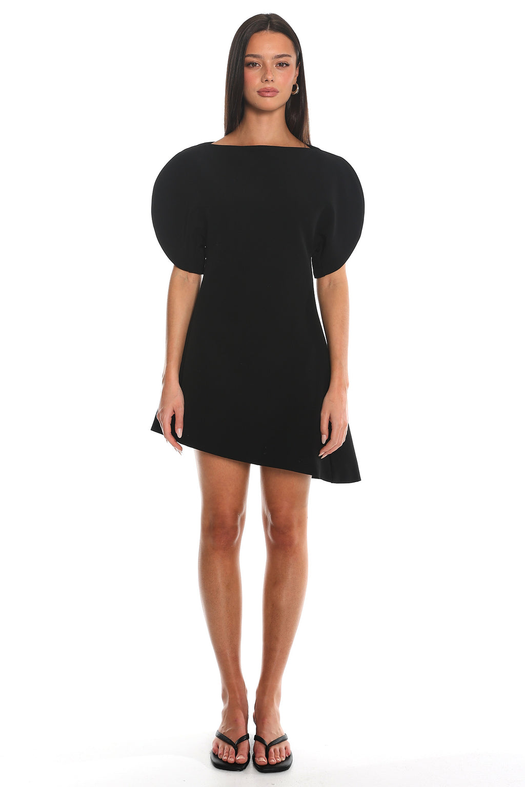 No Strings Puff Sleeve Mini Dress Black