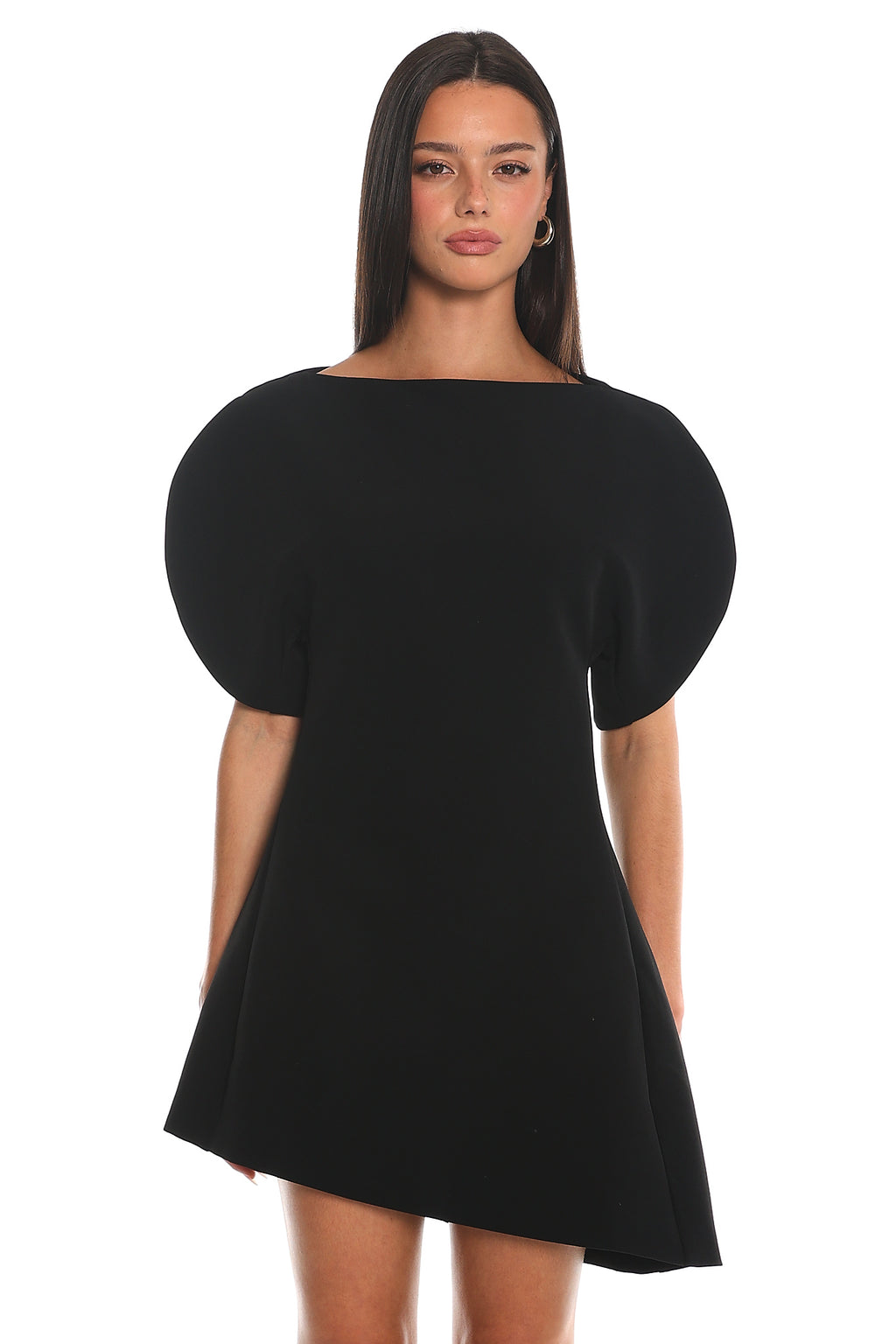 No Strings Puff Sleeve Mini Dress Black