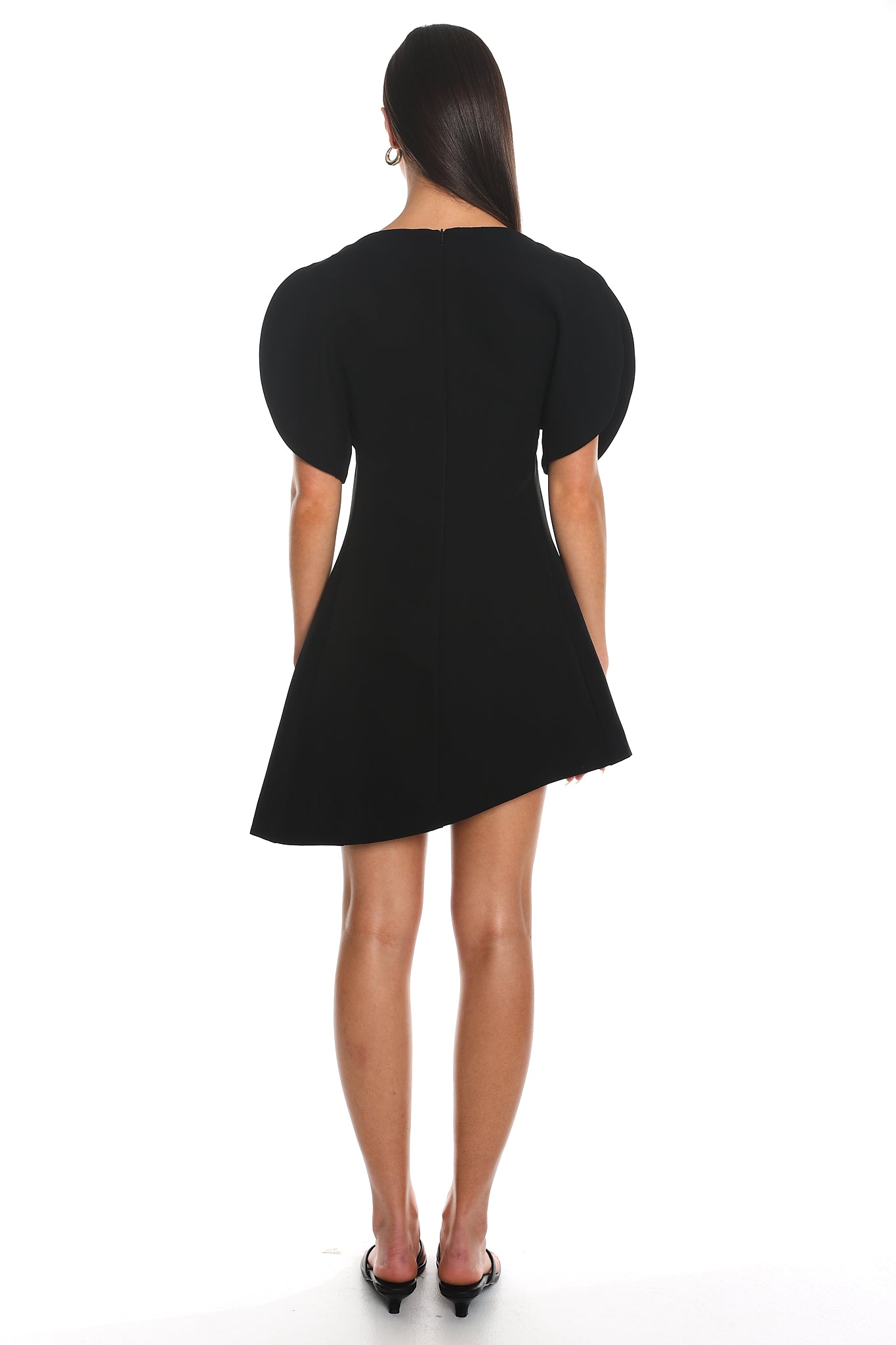 No Strings Puff Sleeve Mini Dress Black
