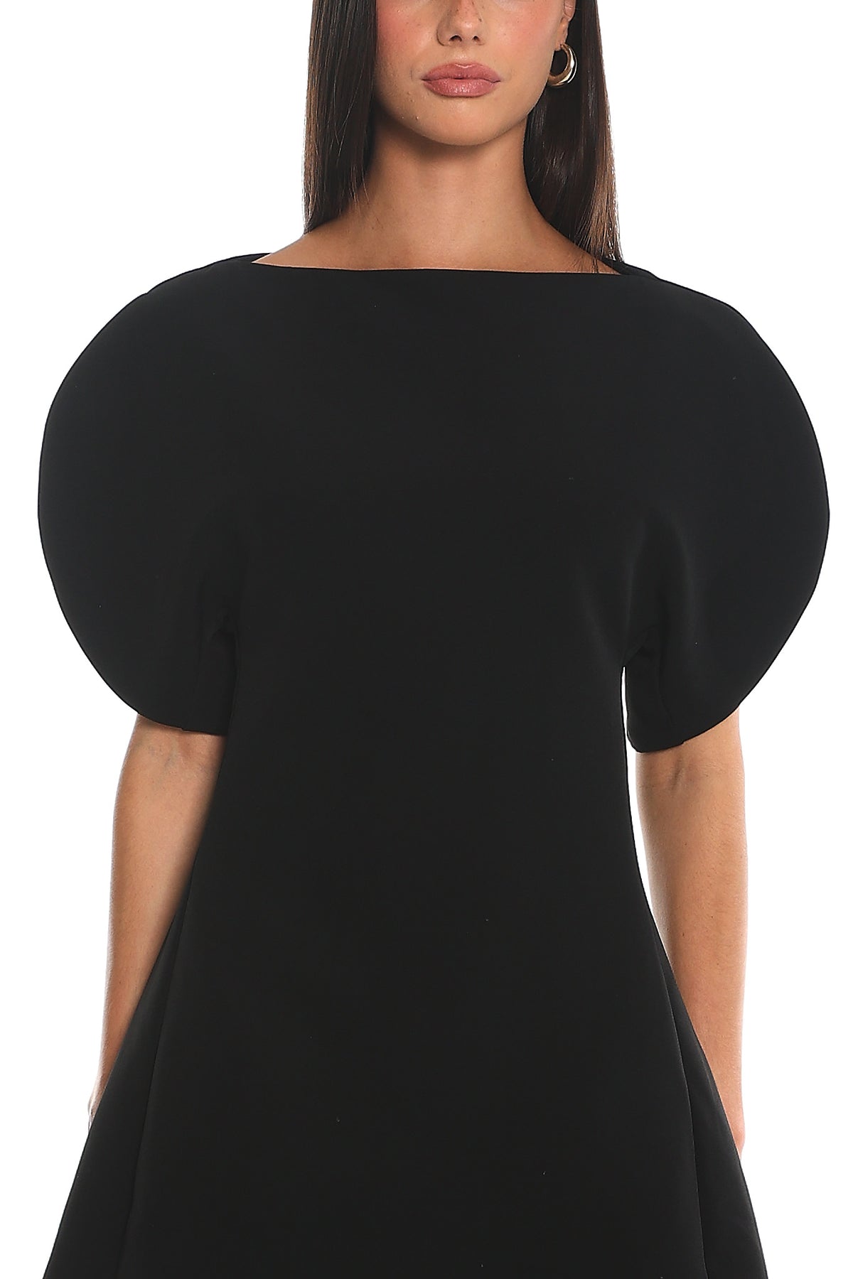 No Strings Puff Sleeve Mini Dress Black