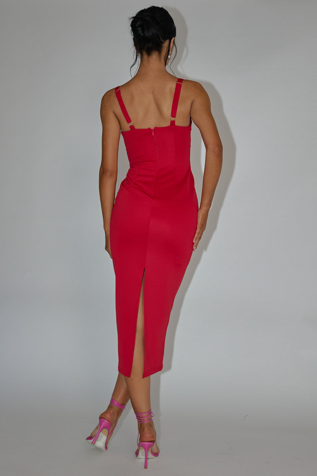 La Bellevilloise Sequin Bust Midi Dress Red by Selfie Leslie